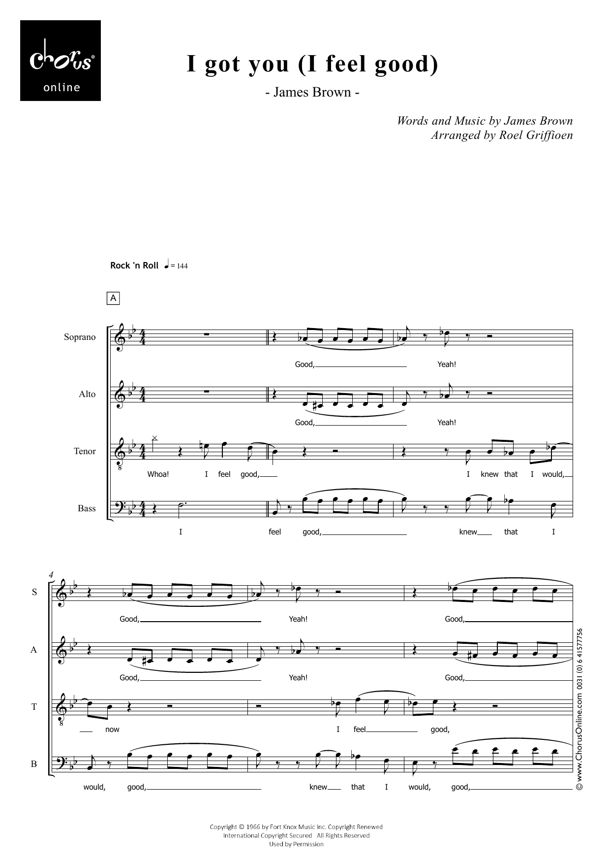 I Got You (I Feel Good) (arr. Roel Griffioen): SATB Choral Octavo