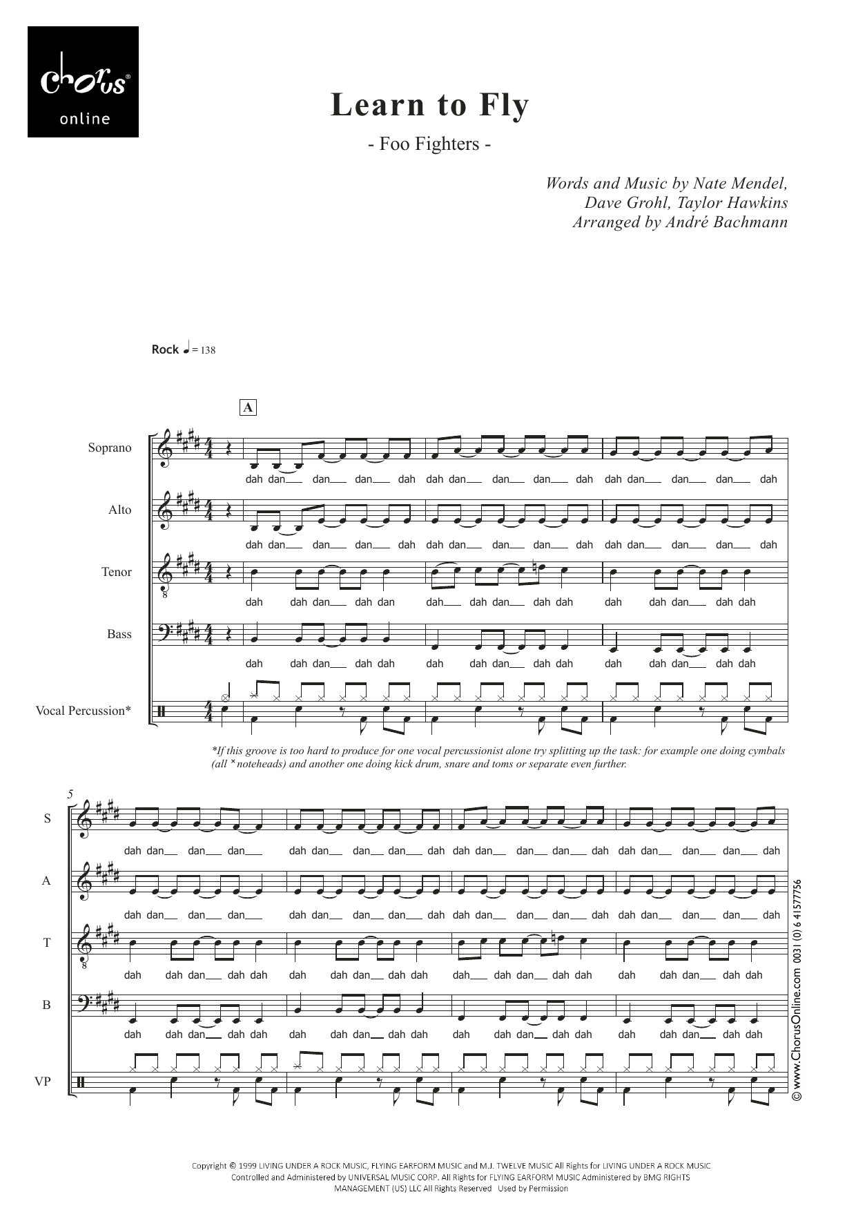 Learn to Fly (arr. André Bachmann): SATB Choral Octavo