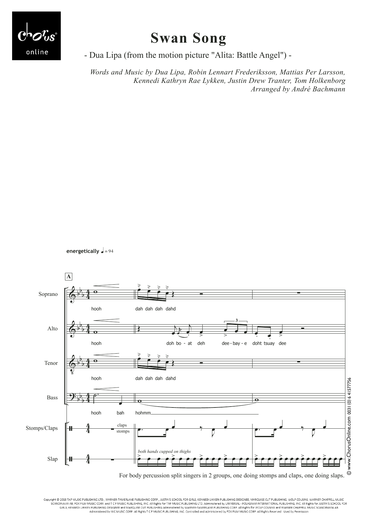 Swan Song (arr. André Bachmann): SATB Choral Octavo