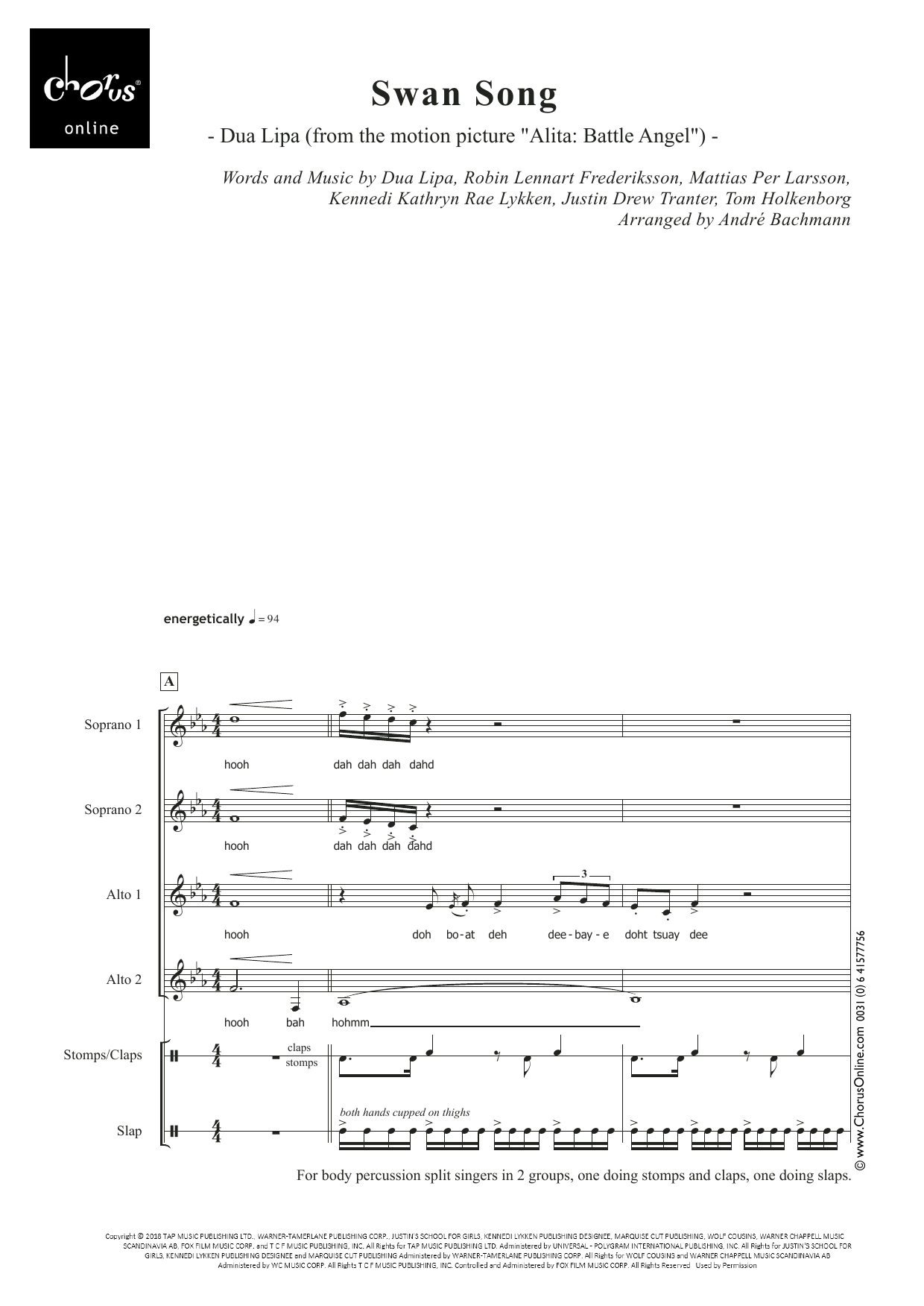 Swan Song (arr. André Bachmann): SSAA Choral Octavo