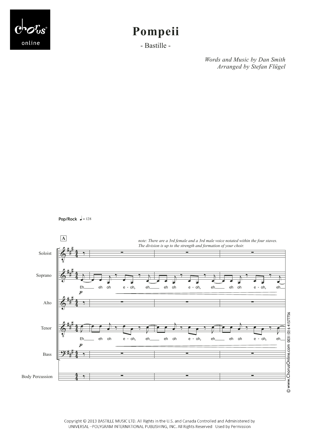 Pompeii (arr. Stefan Flügel): SMATBB Choral Octavo
