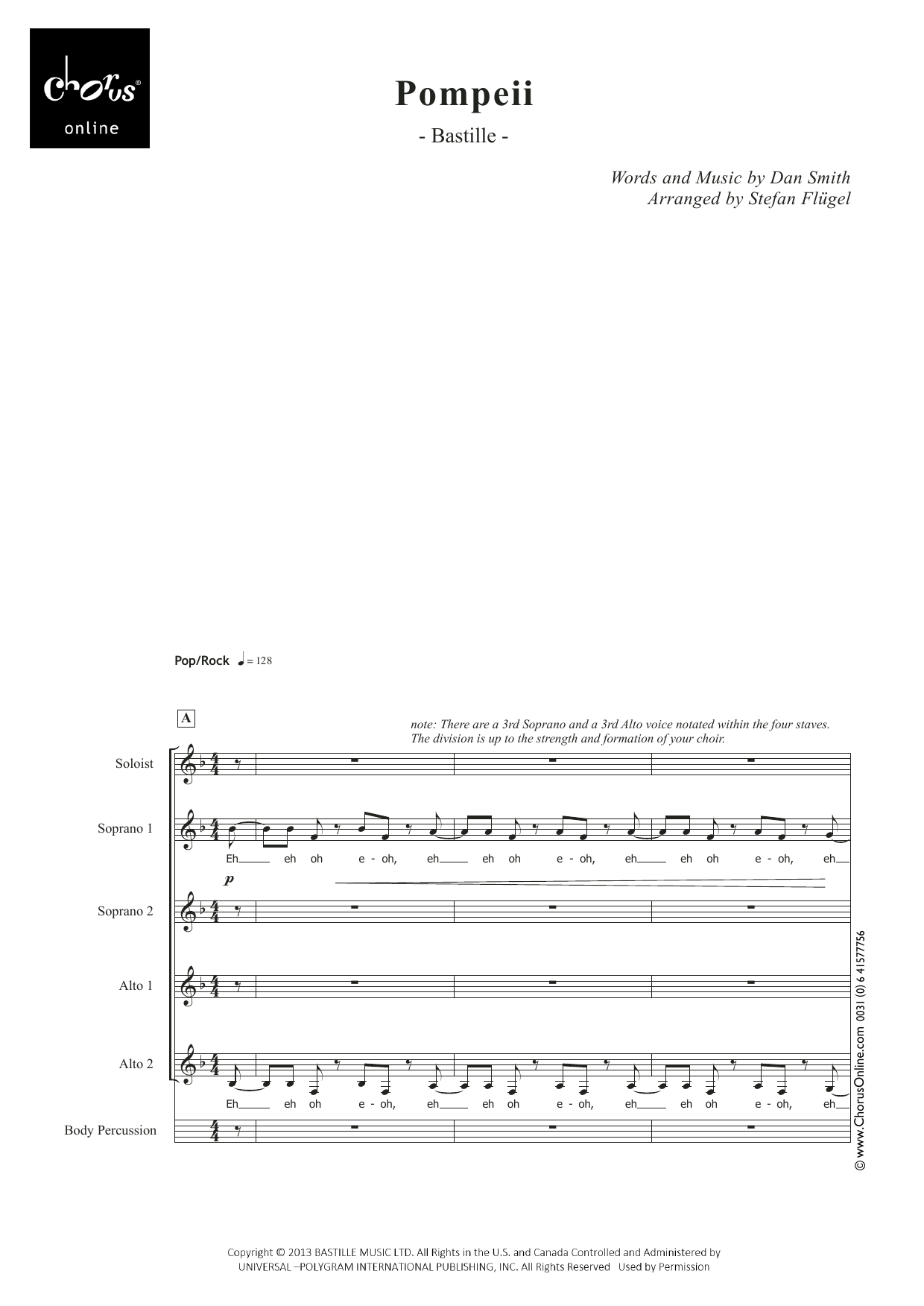 Pompeii (arr. Stefan Flügel): SSSAAA Choral Octavo