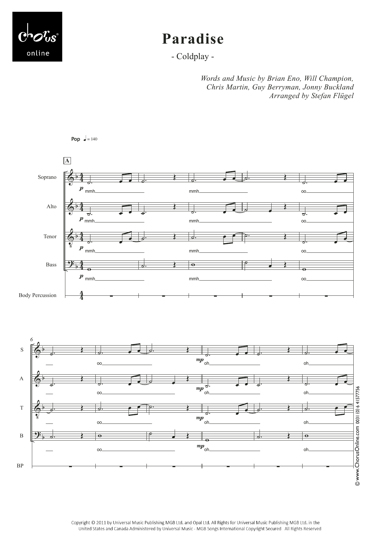 Paradise (arr. Stefan Flügel): SATB Choral Octavo