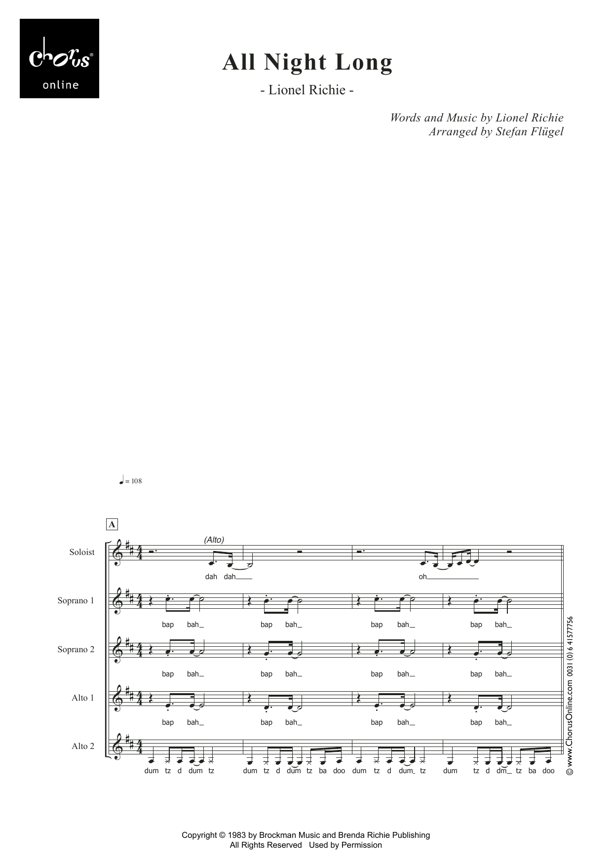 All Night Long (All Night) (arr. Stefan Flügel): SSAA Choral Octavo