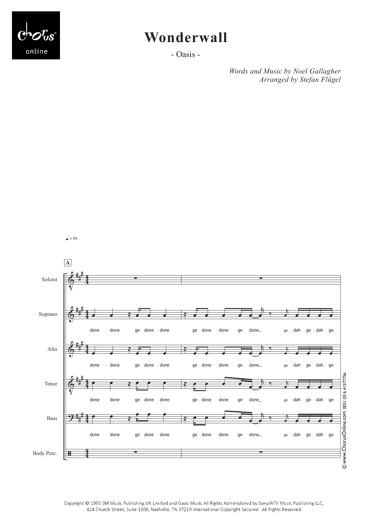 Wonderwall (arr. Stefan Flügel): SATB Choral Octavo