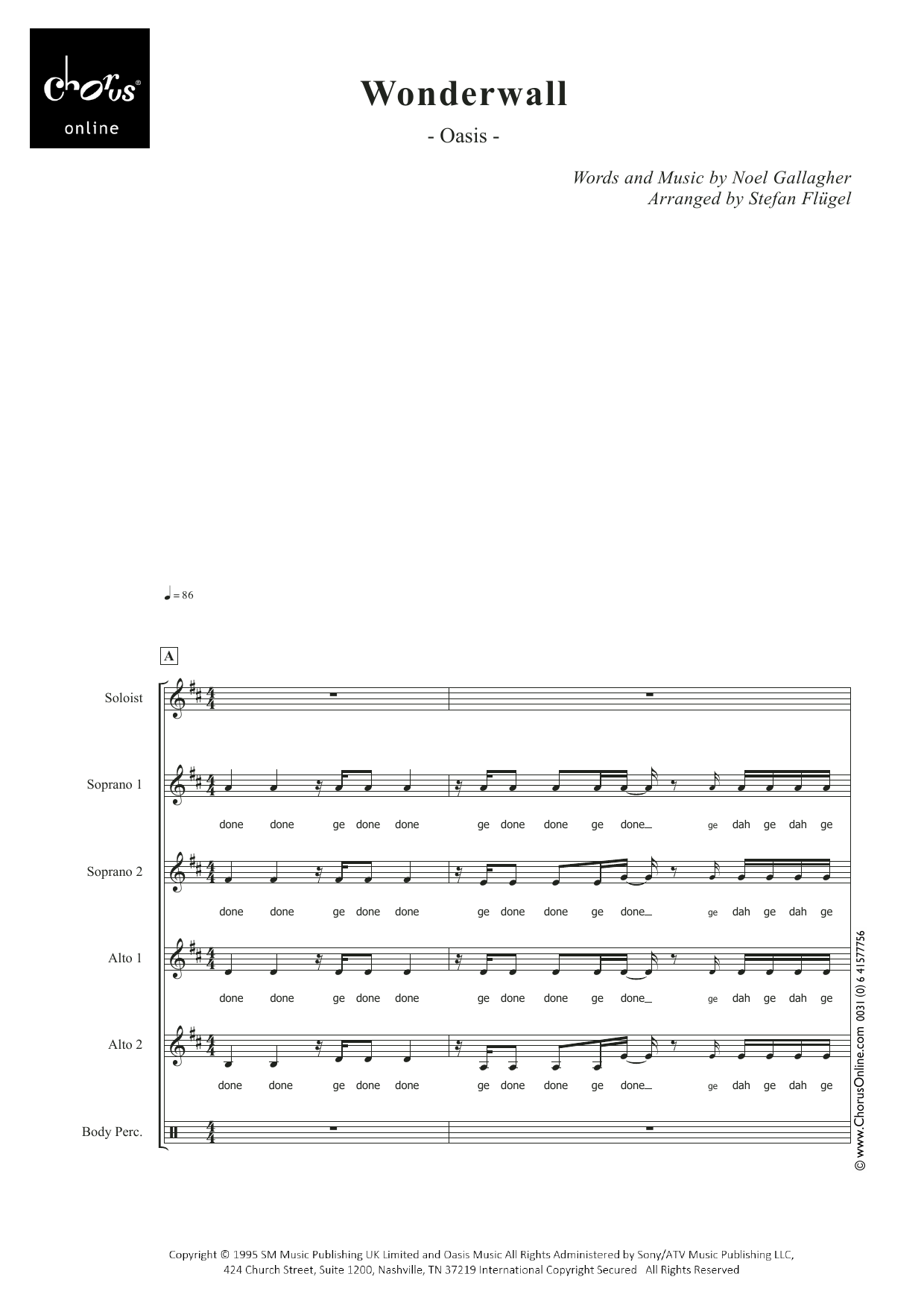 Wonderwall (arr. Stefan Flügel): SSAA Choral Octavo