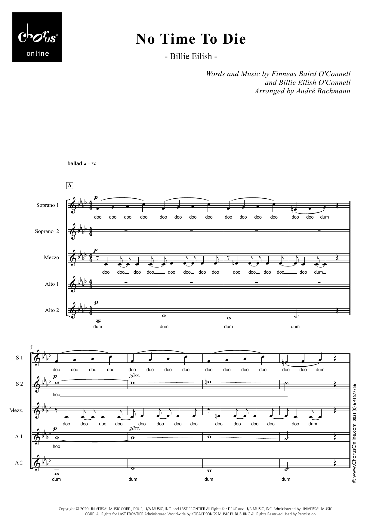 No Time to Die (arr. André Bachmann): SSMAA Choral Octavo