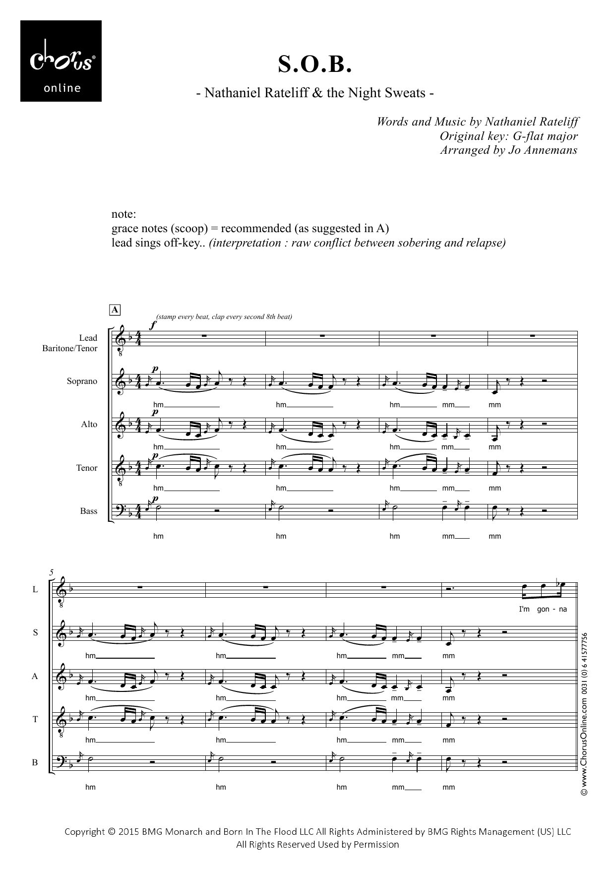 S.O.B. (arr. Jo Annemans): SATB Choral Octavo