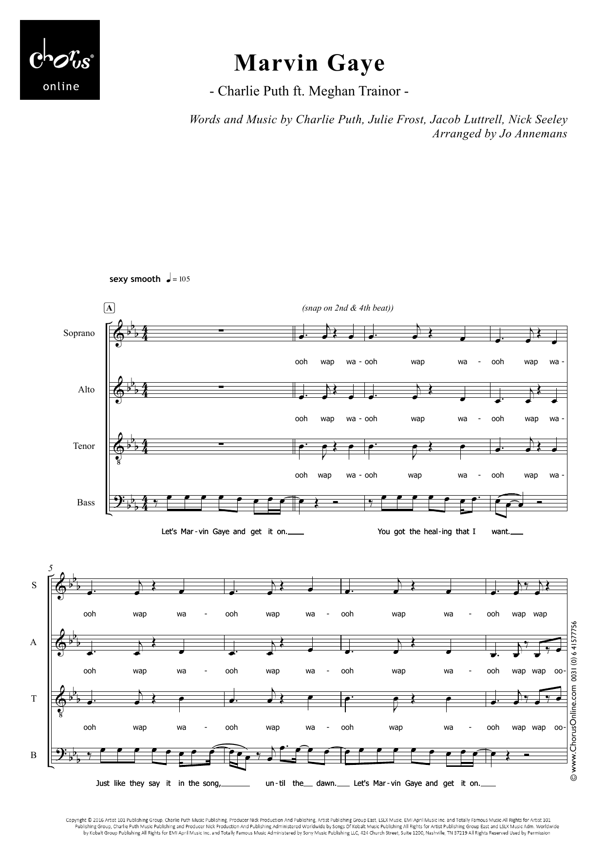 Marvin Gaye (feat. Meghan Trainor) (arr. Jo Annemans): SATB Choral Octavo
