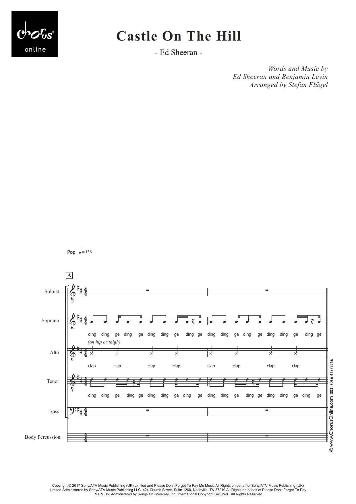 Castle On the Hill (arr. Stefan Flügel): SATB Choral Octavo
