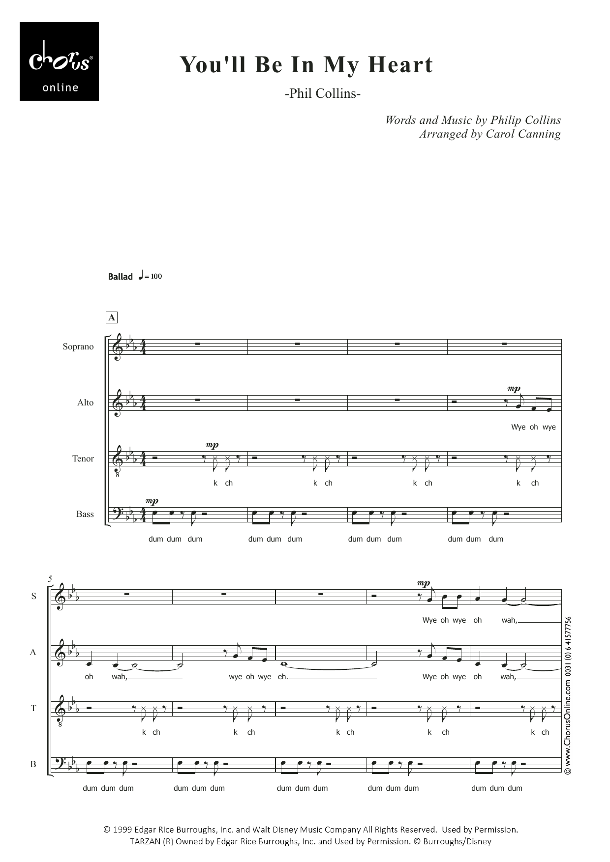 You'll Be In My Heart (arr. Carol Canning): SATB Choral Octavo