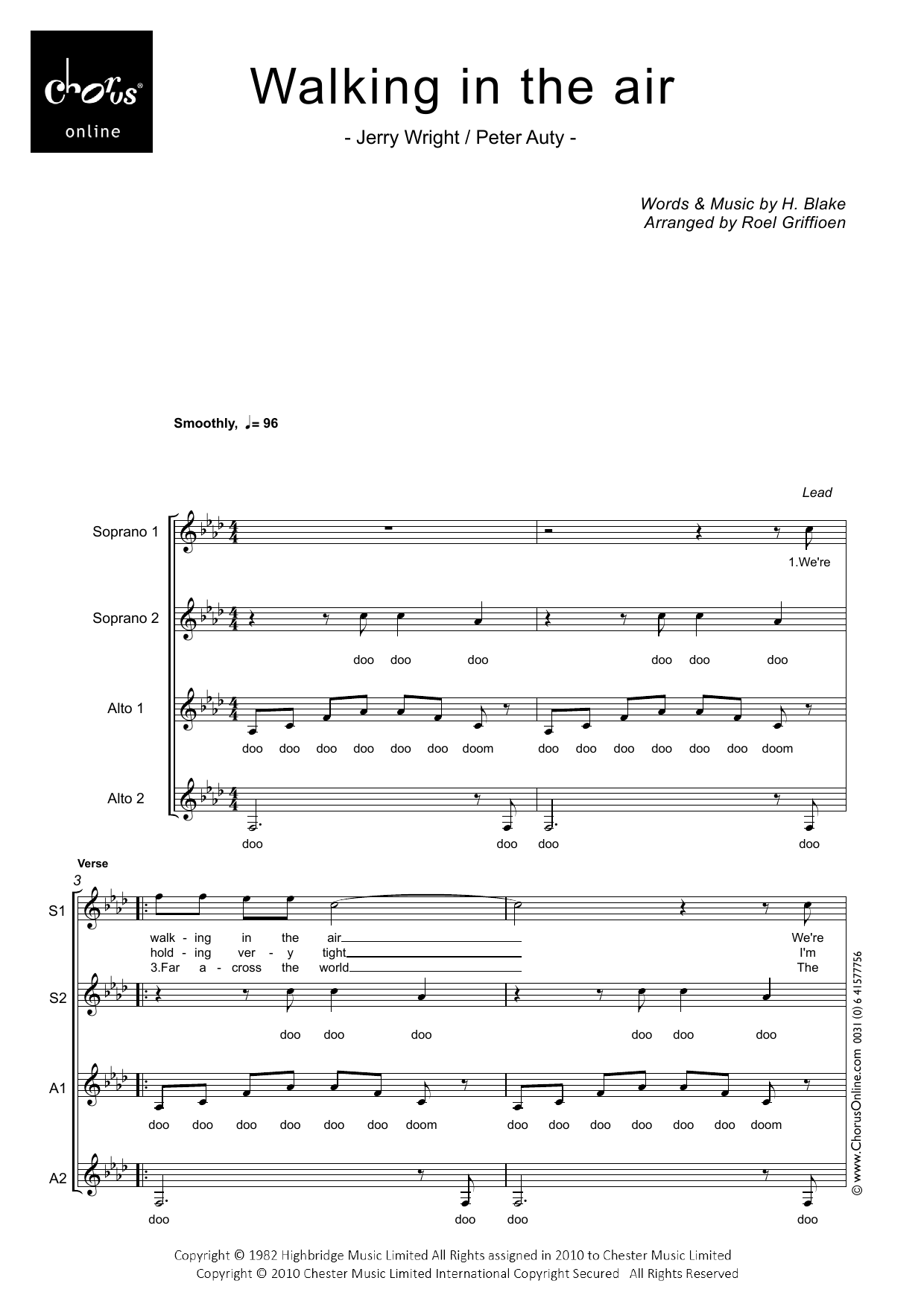 Walking In The Air (arr. Roel Griffioen): SSAA Choral Octavo