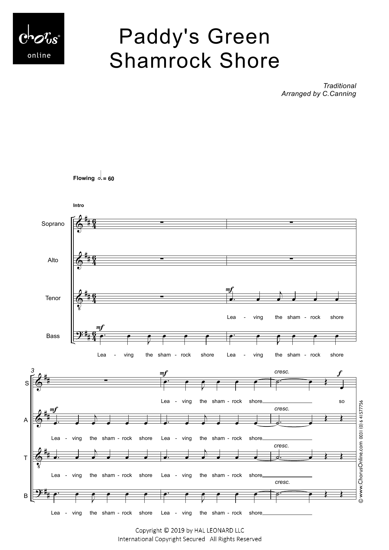 Paddy's Green Shamrock Shore (arr. Carol Canning): SATB Choral Octavo