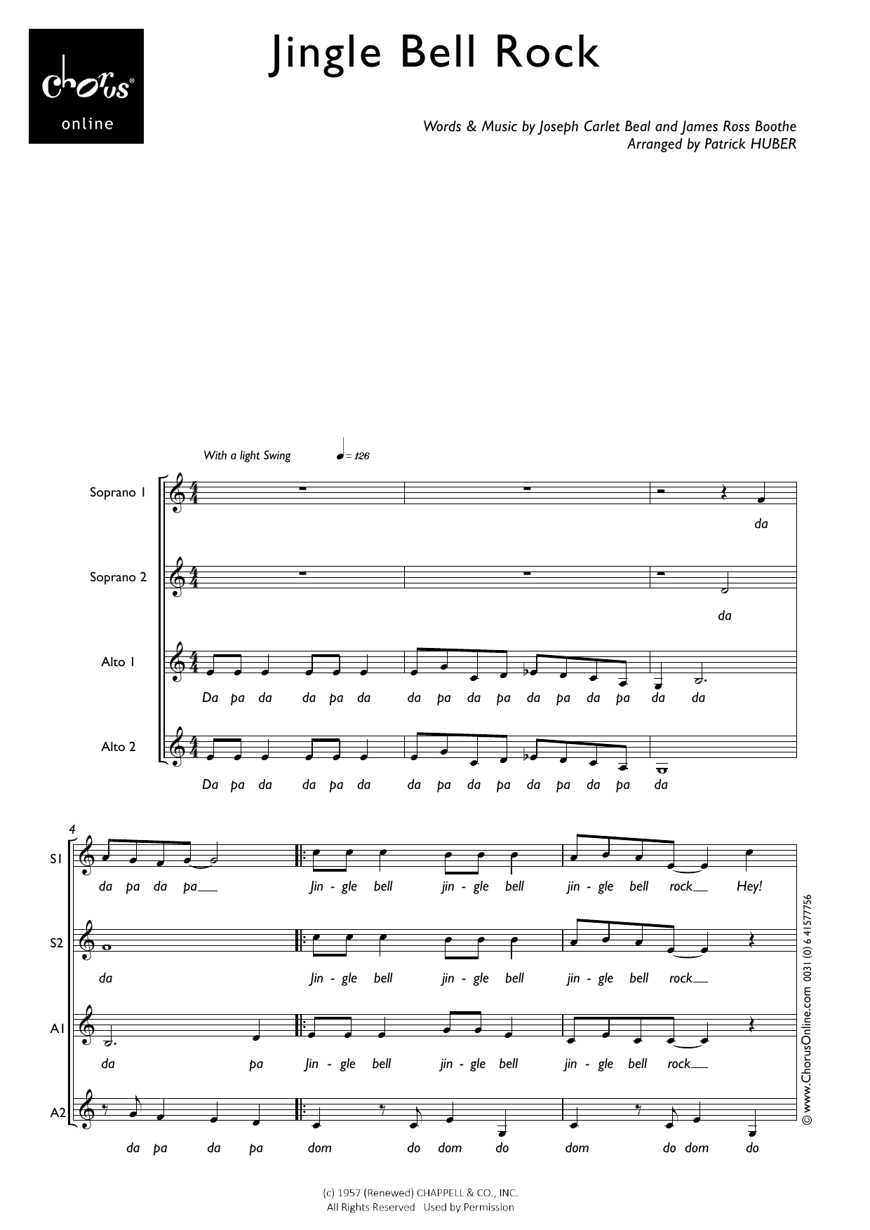 Jingle Bell Rock (arr. Patrick Huber): SSAA Choral Octavo