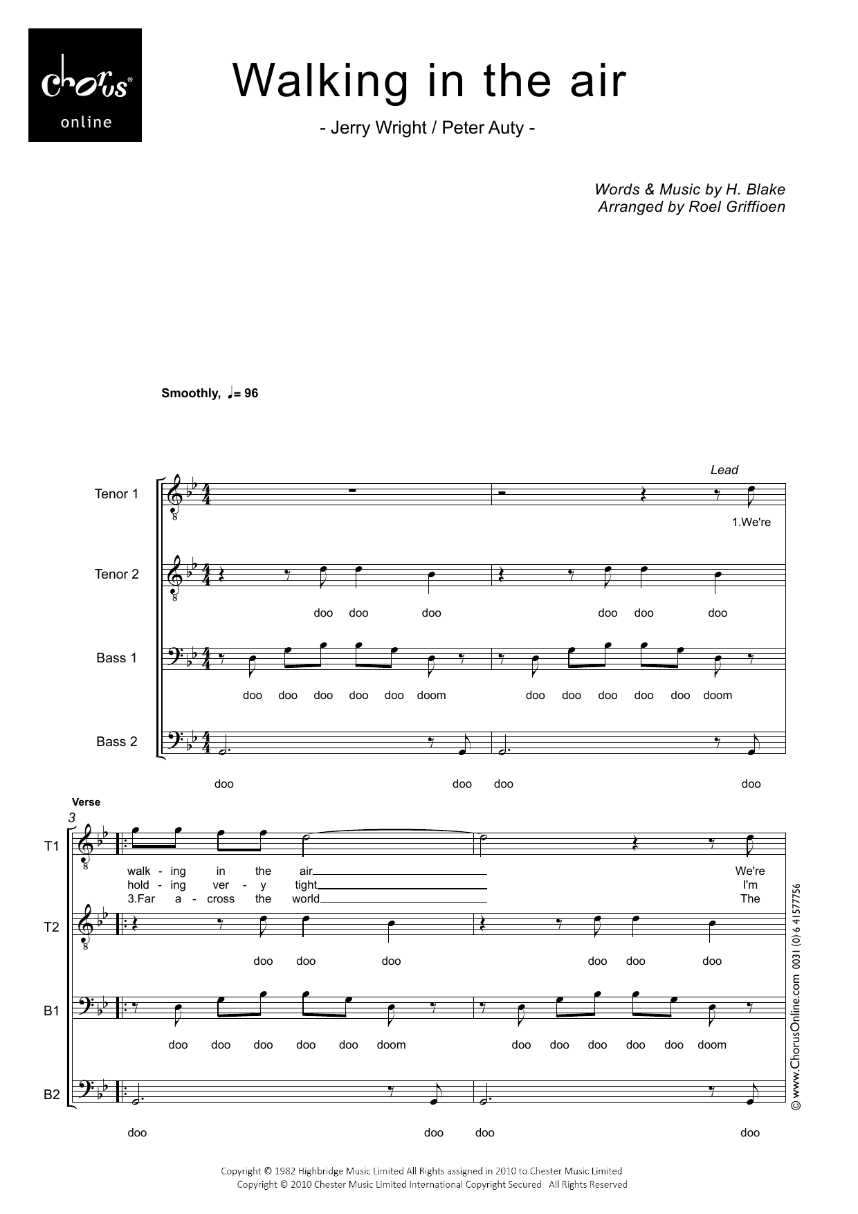 Walking In The Air (arr. Roel Griffioen): TTBB Choral Octavo