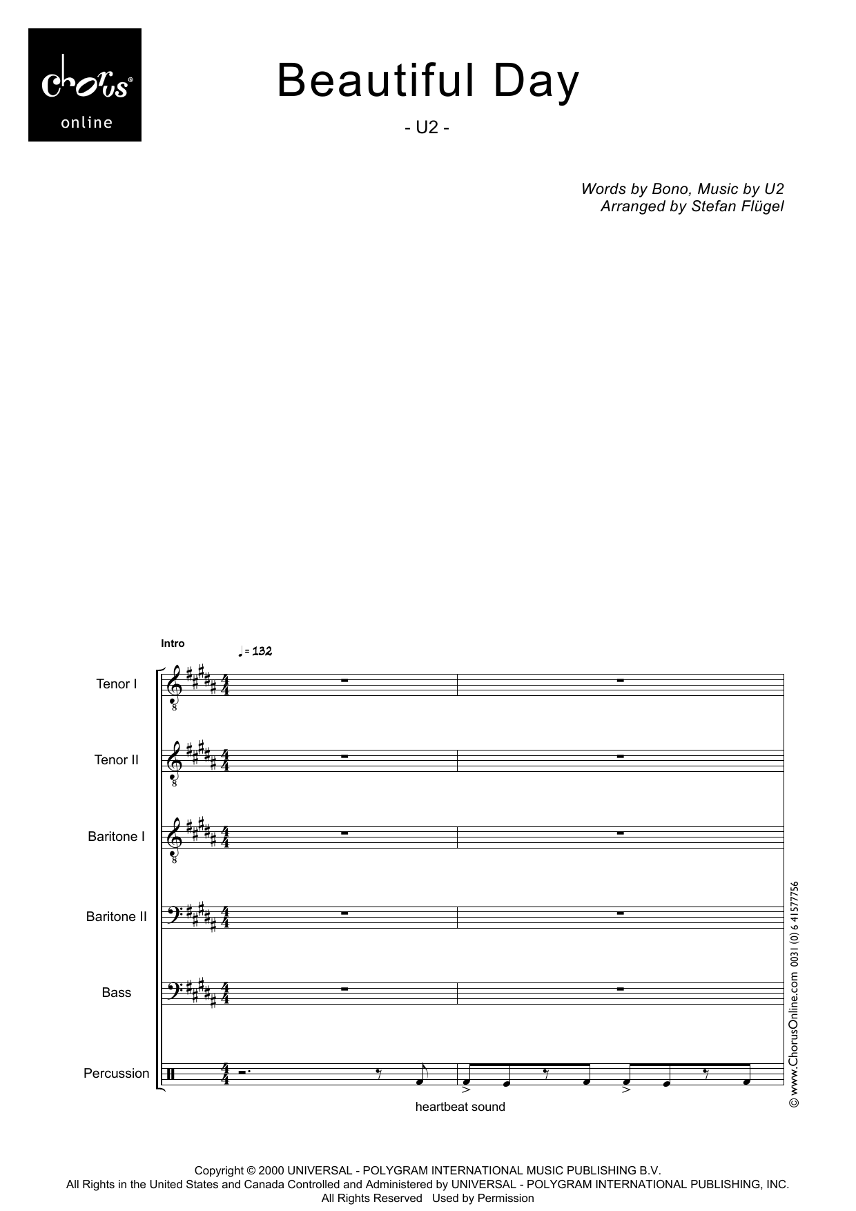 Beautiful Day (arr. Stefan Flügel): TTBarBarB Choral Octavo