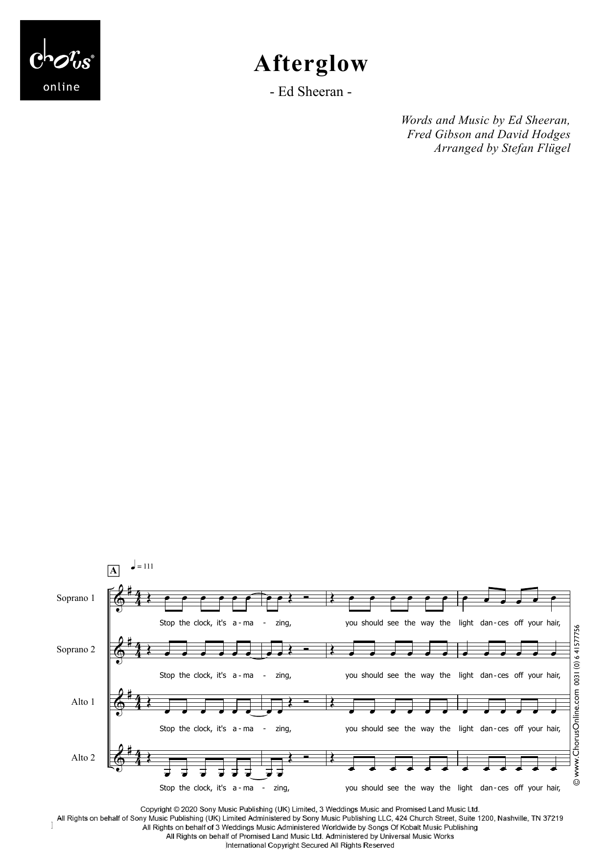 Afterglow (arr. Stefan Flugel): SSAA Choral Octavo