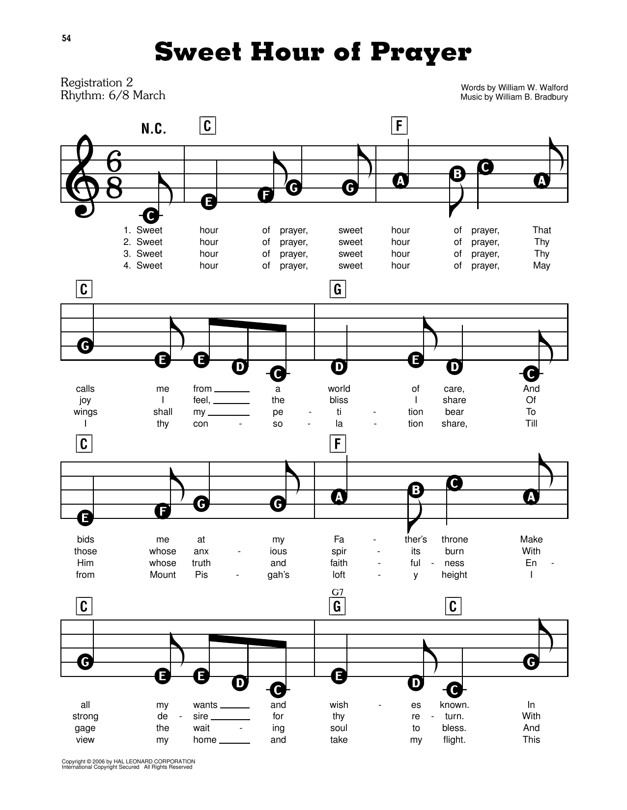 Sweet Hour Of Prayer: E-Z Play Today