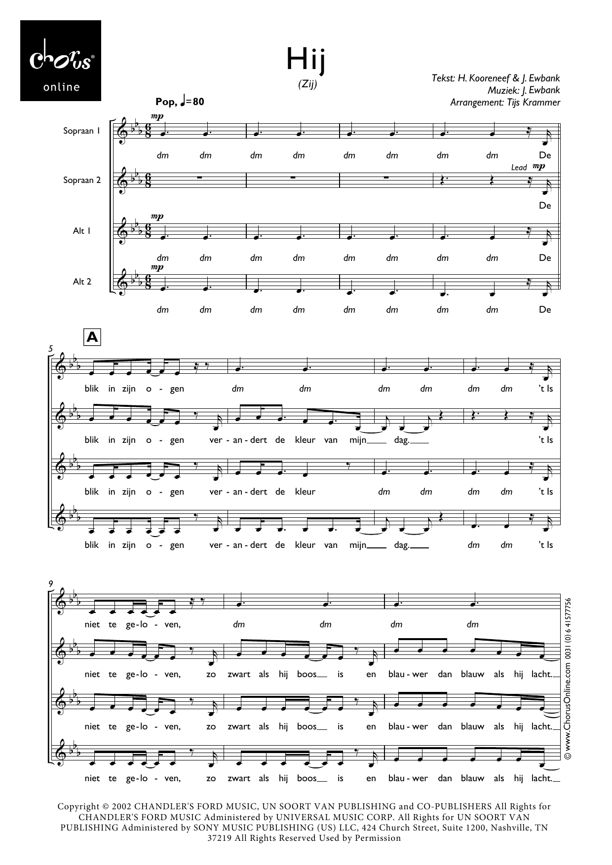 Zij (arr. Tijs Krammer): SSAA Choral Octavo