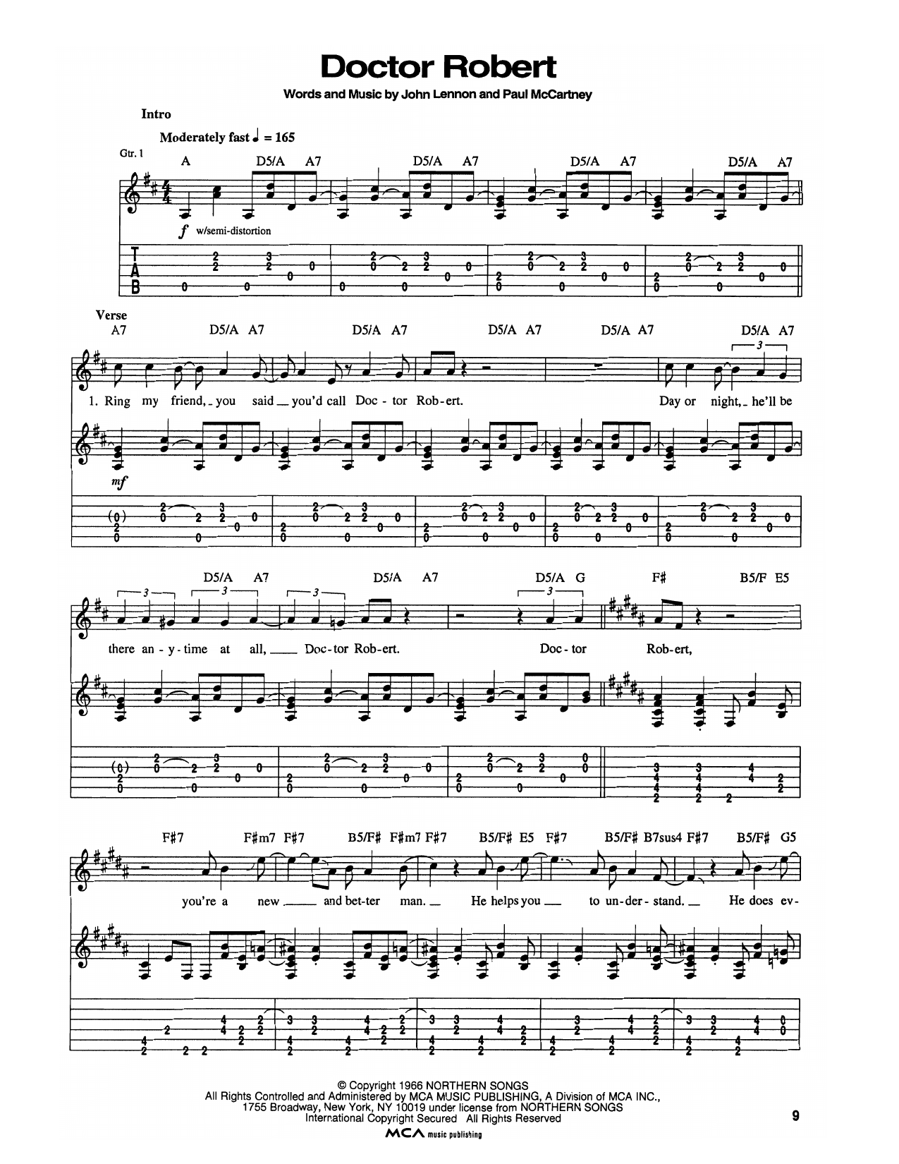 Doctor Robert: Guitar Tab