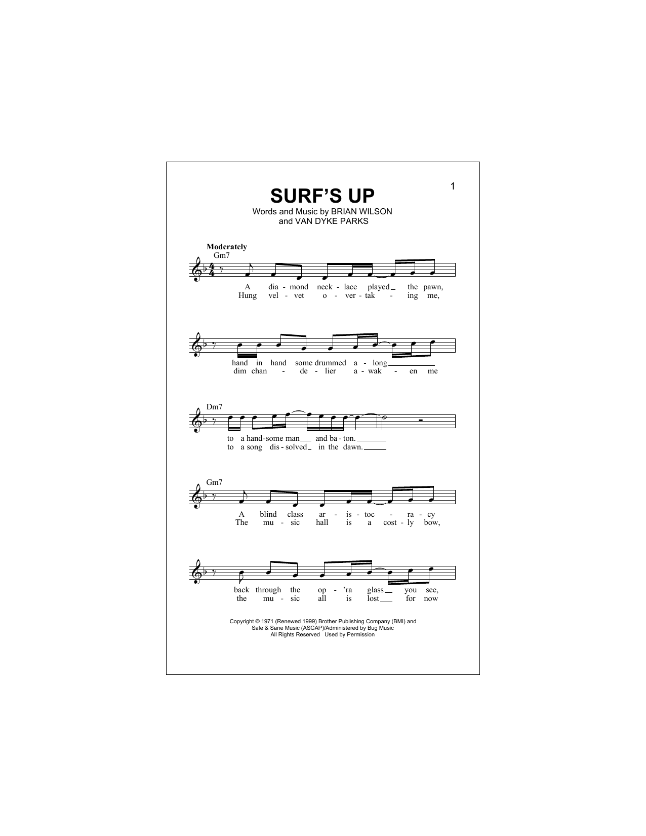 Surf's Up Sheet Music The Beach Boys Lead Sheet / Fake Book