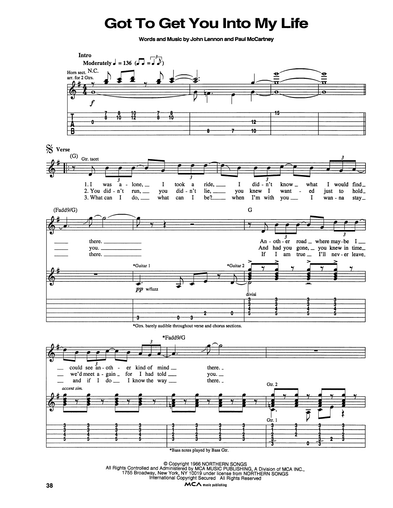 Got To Get You Into My Life: Guitar Tab