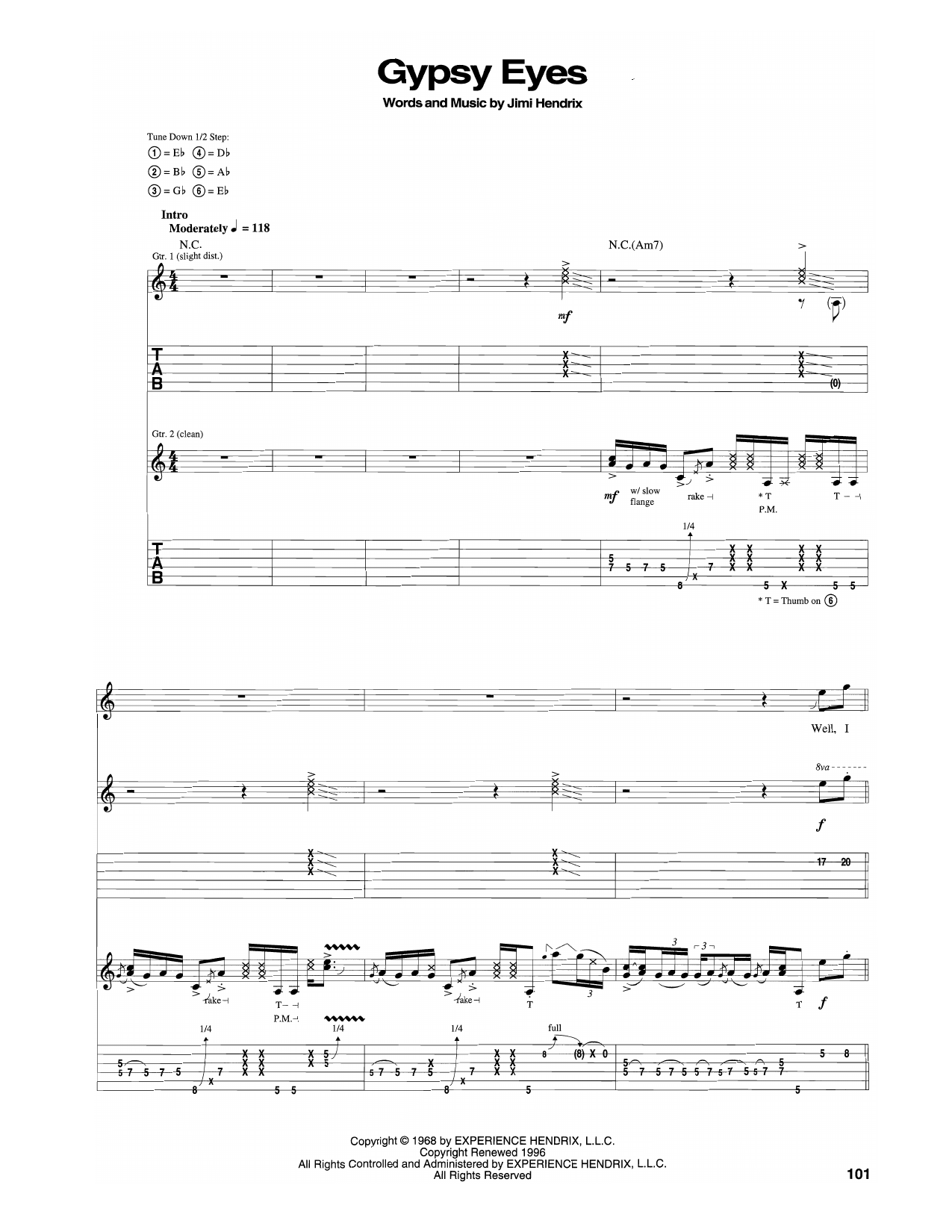Gypsy Eyes: Guitar Tab
