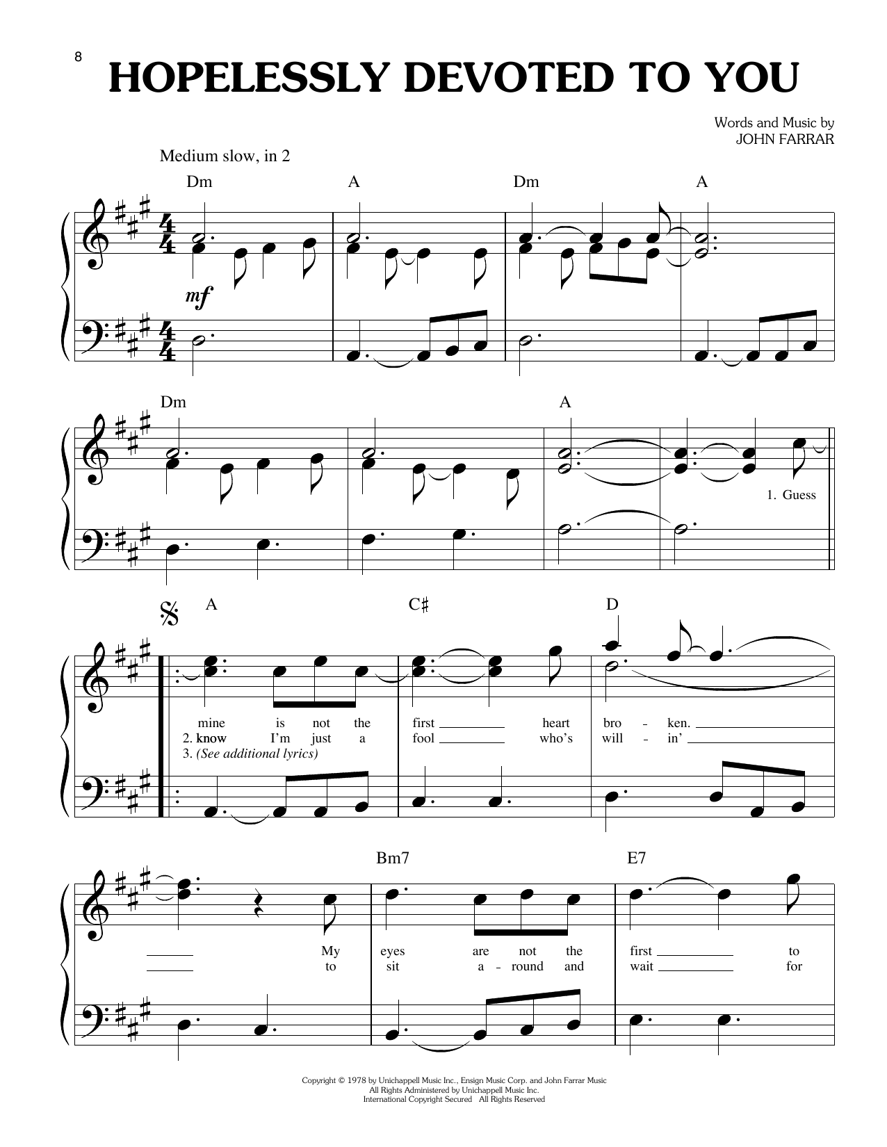 Hopelessly Devoted To You (from Grease)