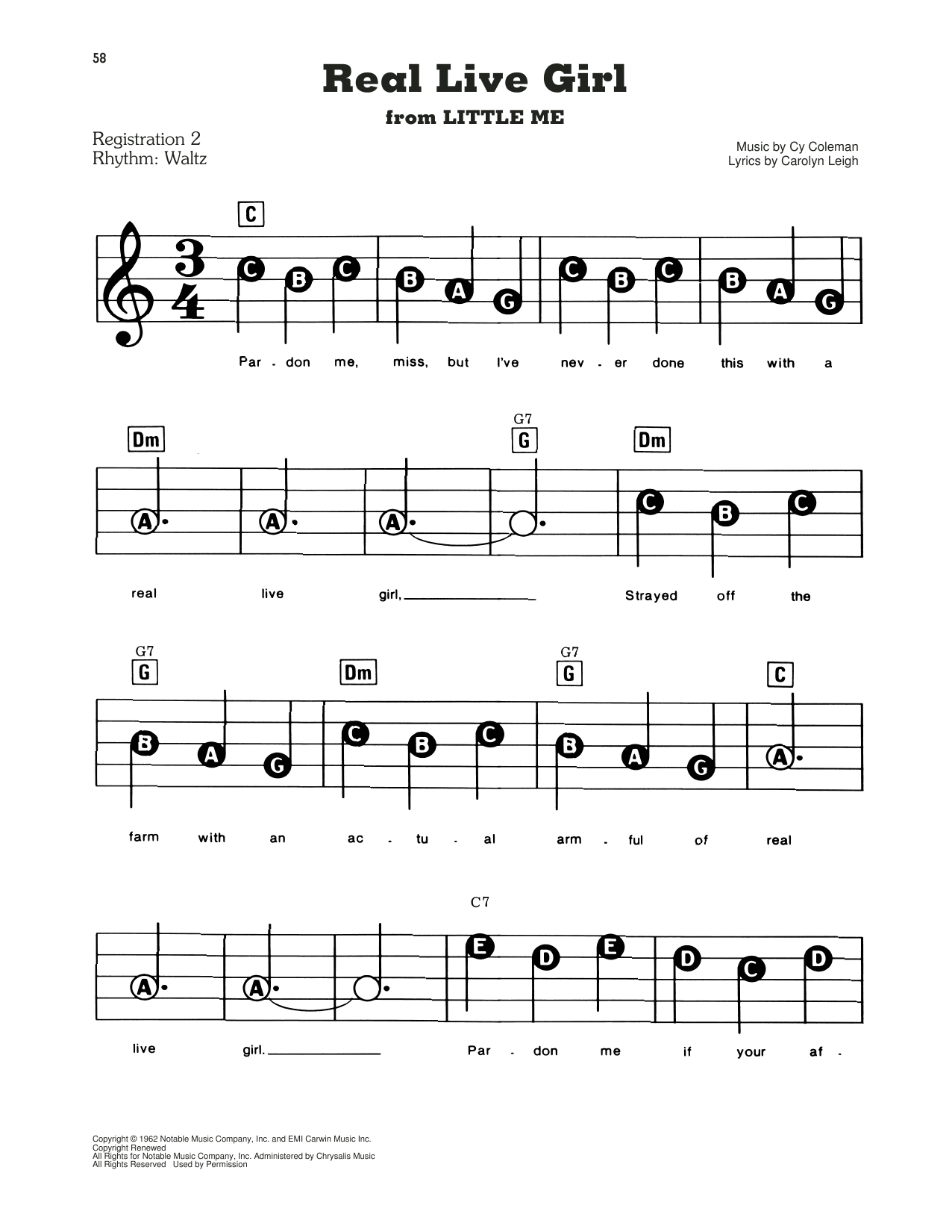 Real Live Girl (from Little Me): E-Z Play Today