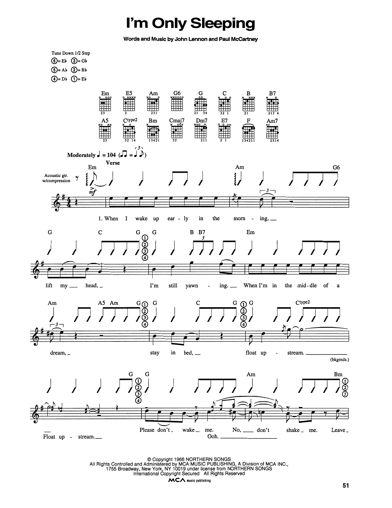 I'm Only Sleeping: Guitar Tab