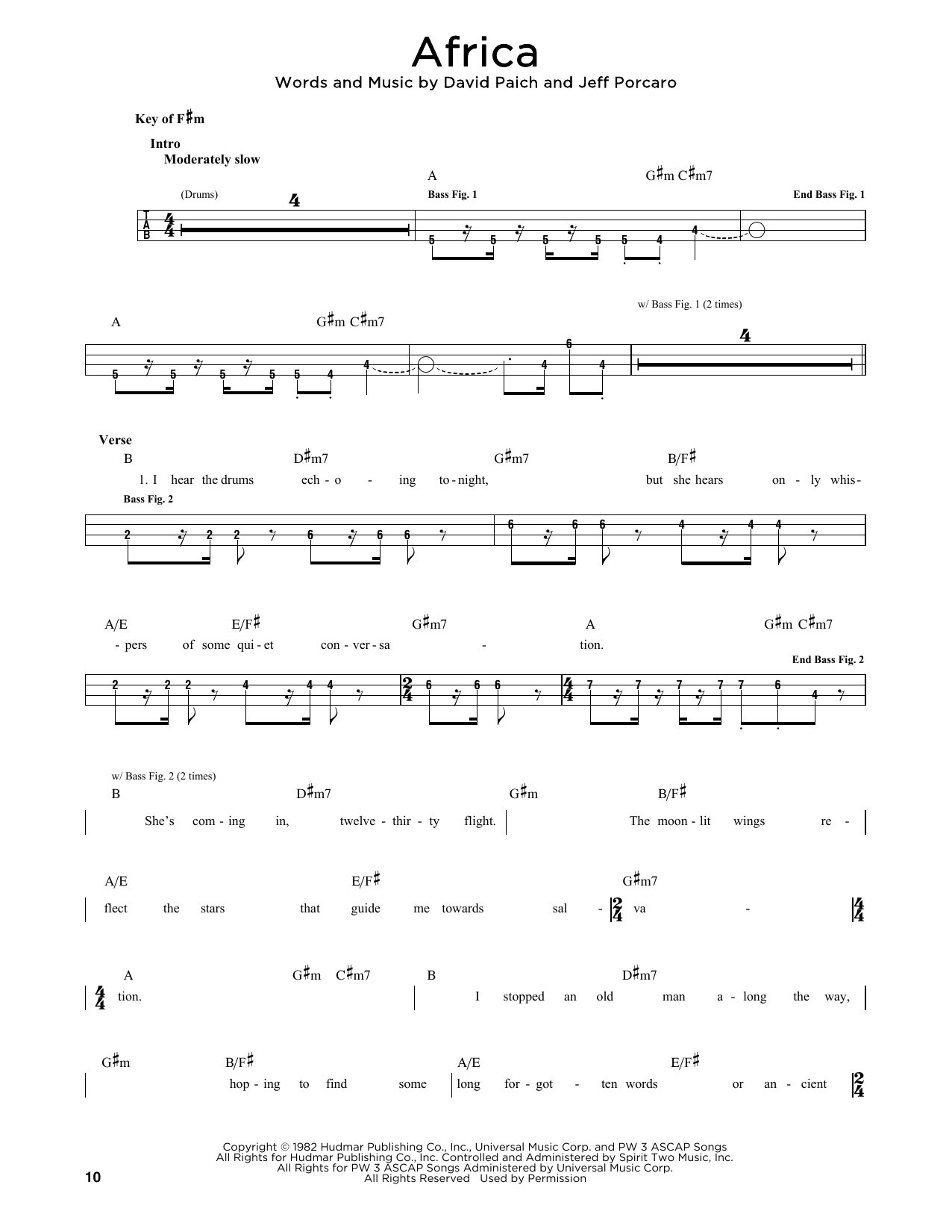 Africa bass tab