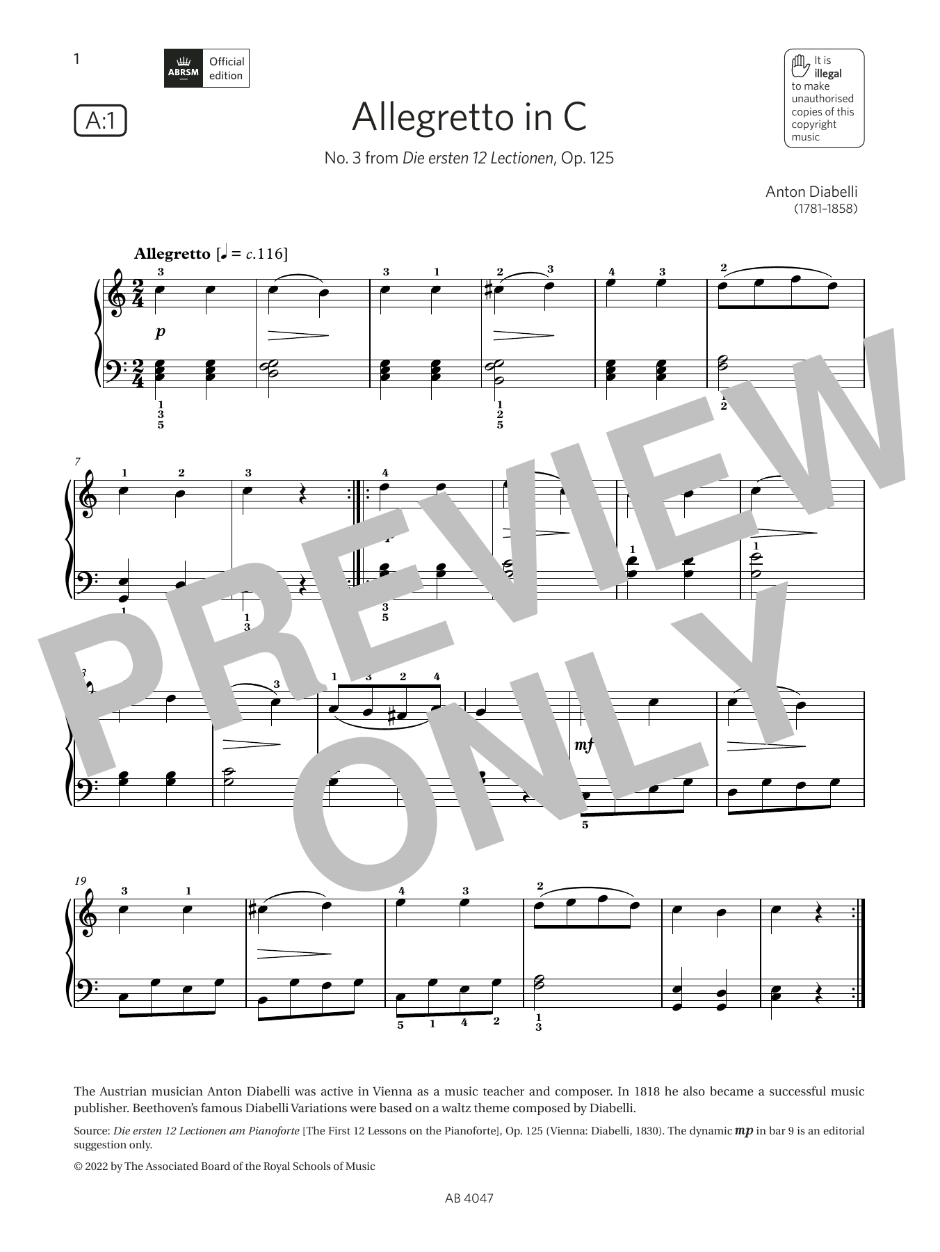 Allegretto In C Grade 1 List A1 From The ABRSM Piano Syllabus 2023 Allegretto In C Grade 1 List A1 From The ABRSM Piano Syllabus 2023