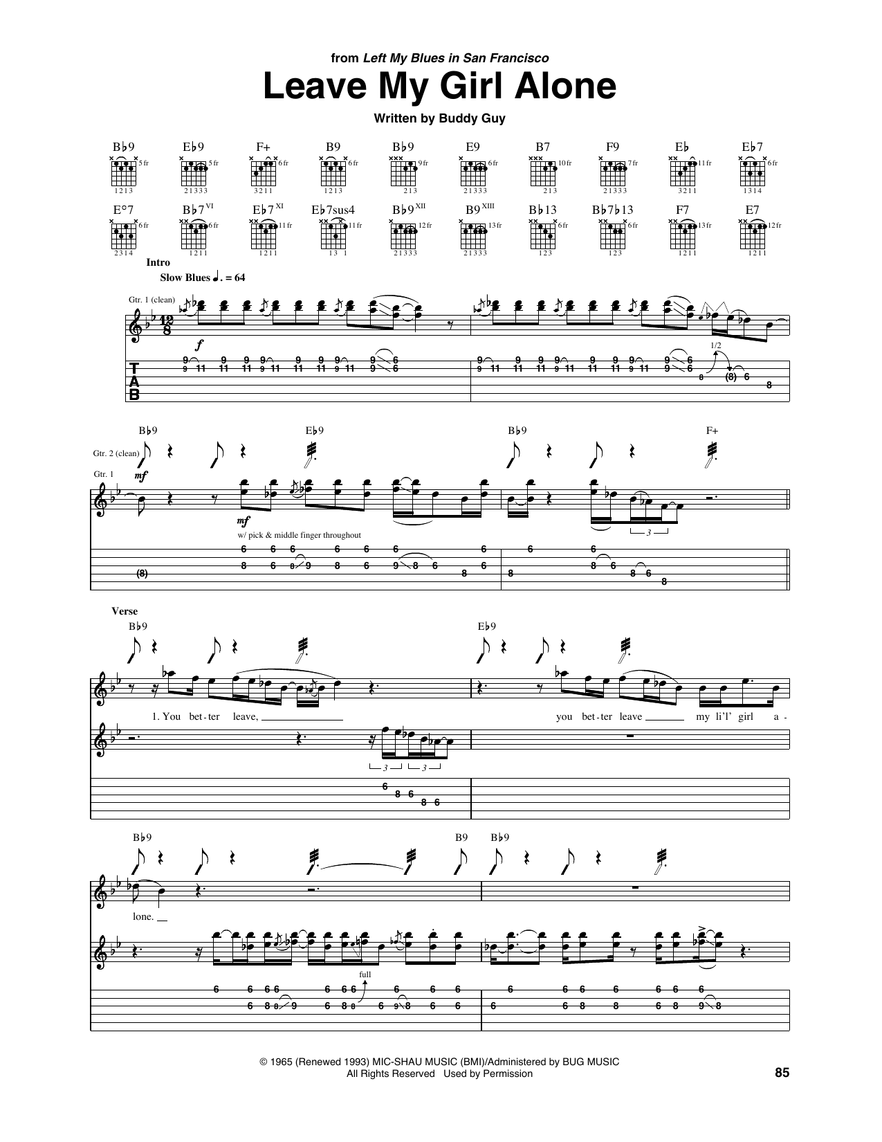 Leave My Girl Alone: Guitar Tab