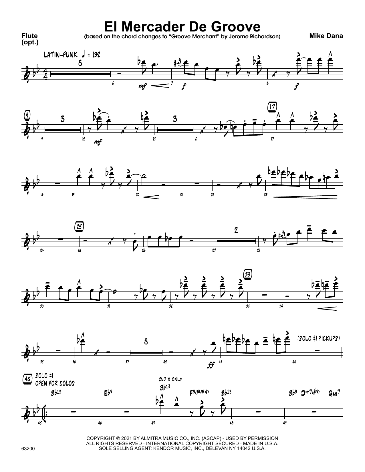 El Mercader De Groove Flute Sheet Music Mike Dana Jazz Ensemble