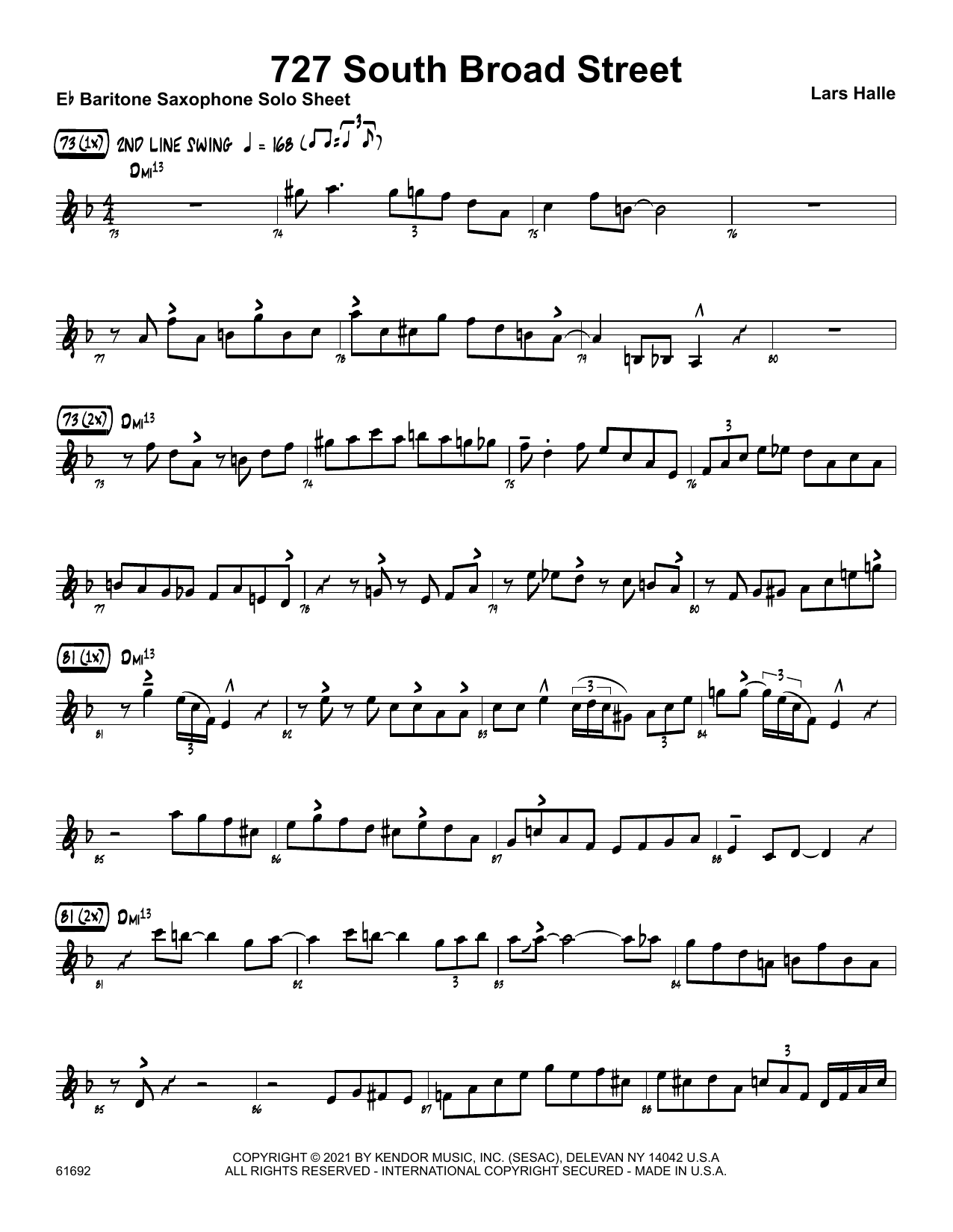 727 South Broad Street Bb Soprano Sax Sheet Music Lars Halle Jazz