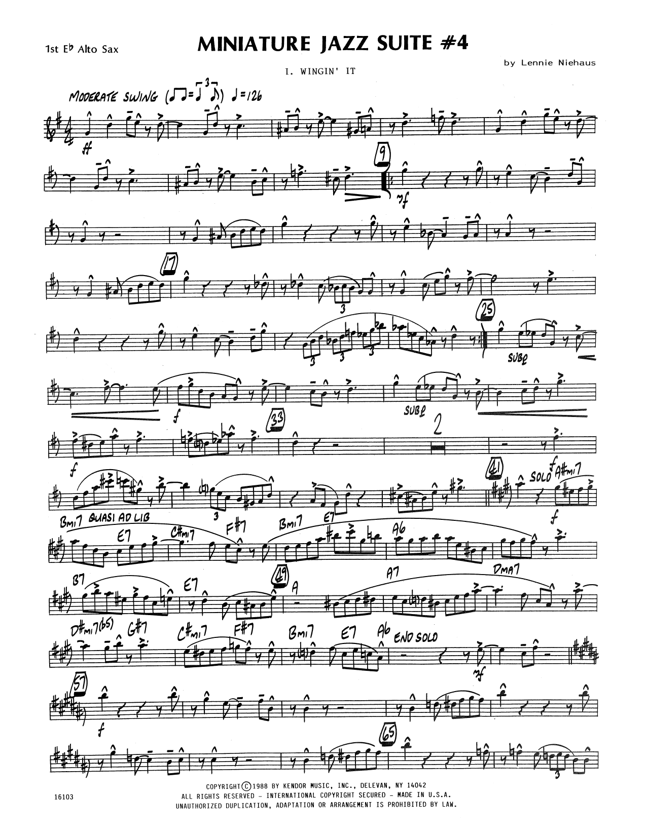 Miniature Jazz Suite #4 – 1st Eb Alto Saxophone Miniature Jazz Suite #4 – 1st Eb Alto Saxophone