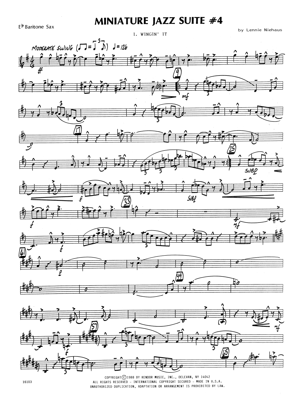 Miniature Jazz Suite #4 – Eb Baritone Saxophone Miniature Jazz Suite #4 – Eb Baritone Saxophone