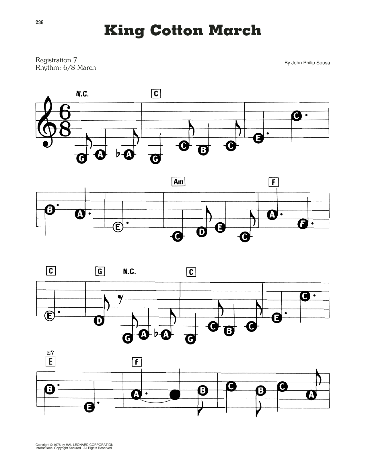 King Cotton March: E-Z Play Today