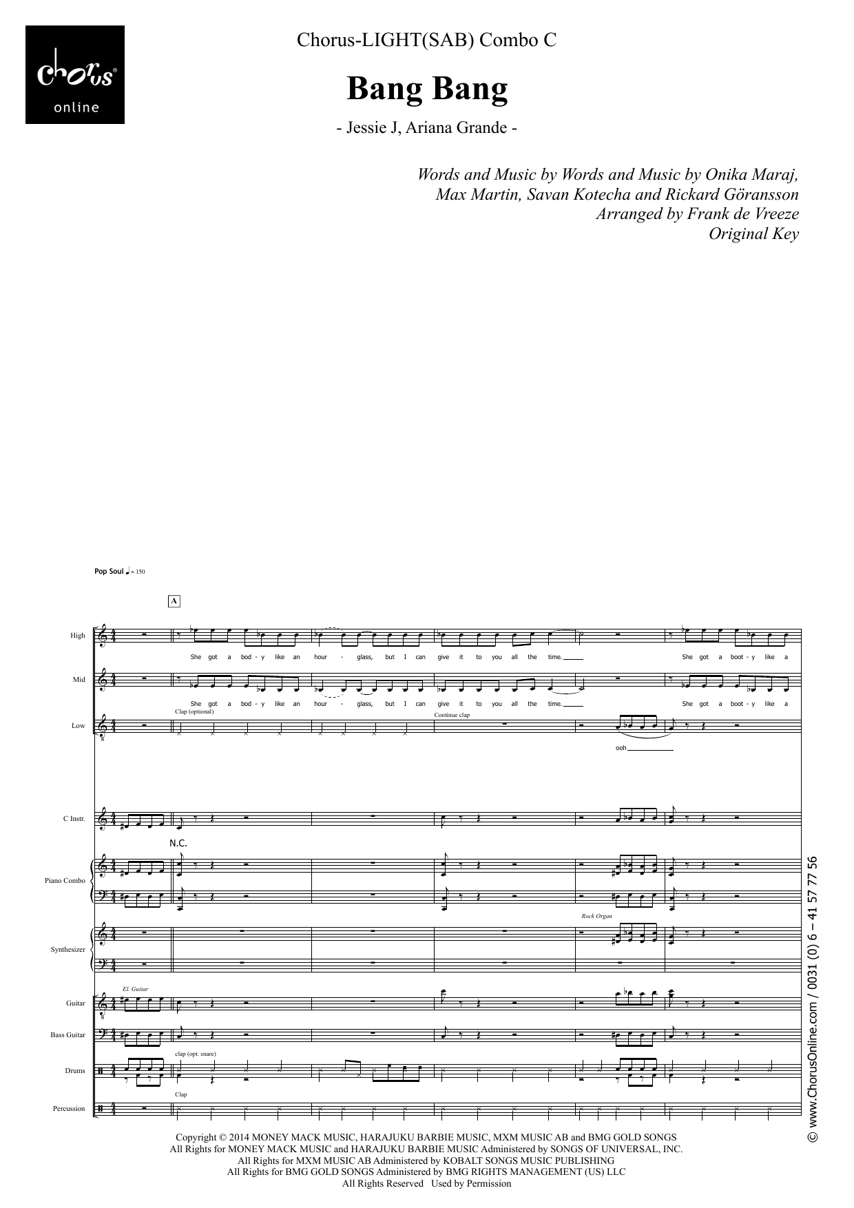 Bang Bang (arr. Frank de Vreeze): SAB Choral Octavo