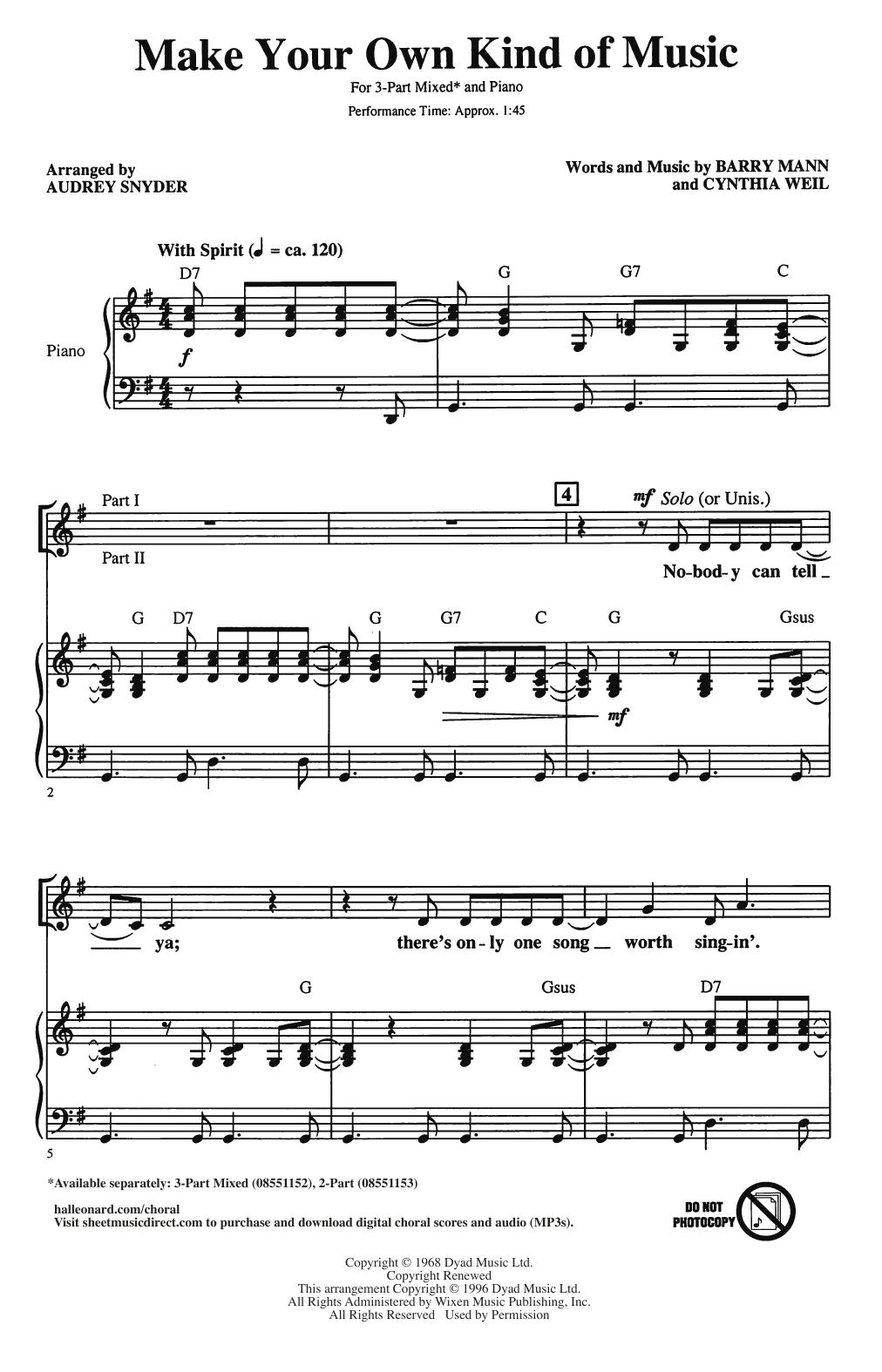 Make Your Own Kind Of Music (arr. Audrey Snyder)