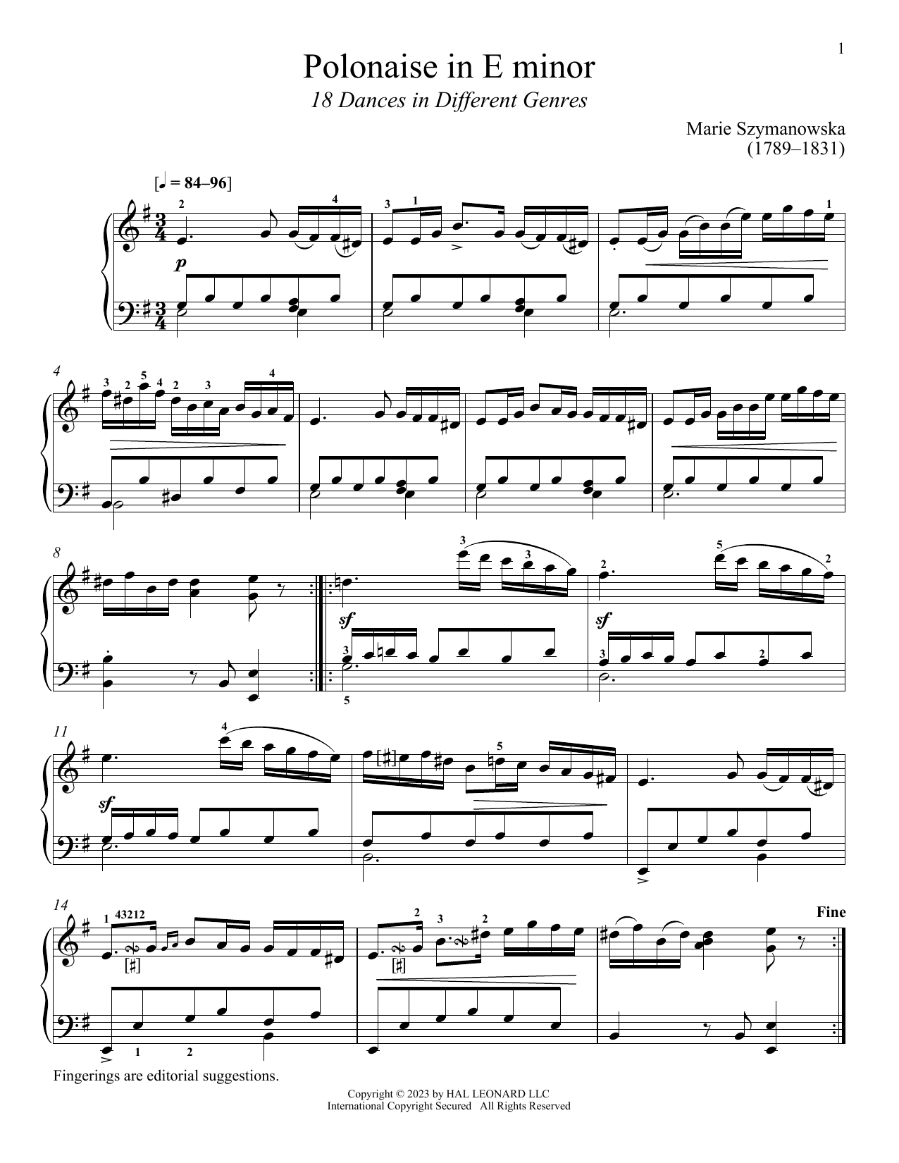 Polonaise in E minor: Piano Solo