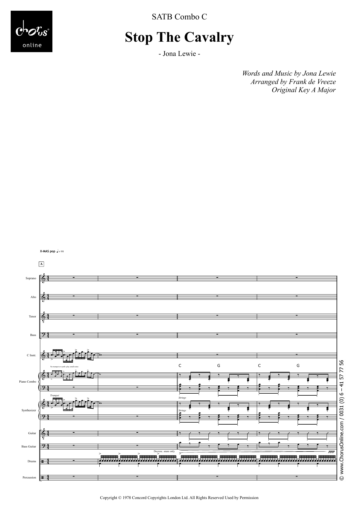Stop The Cavalry (arr. Frank de Vreeze): SATB Choral Octavo