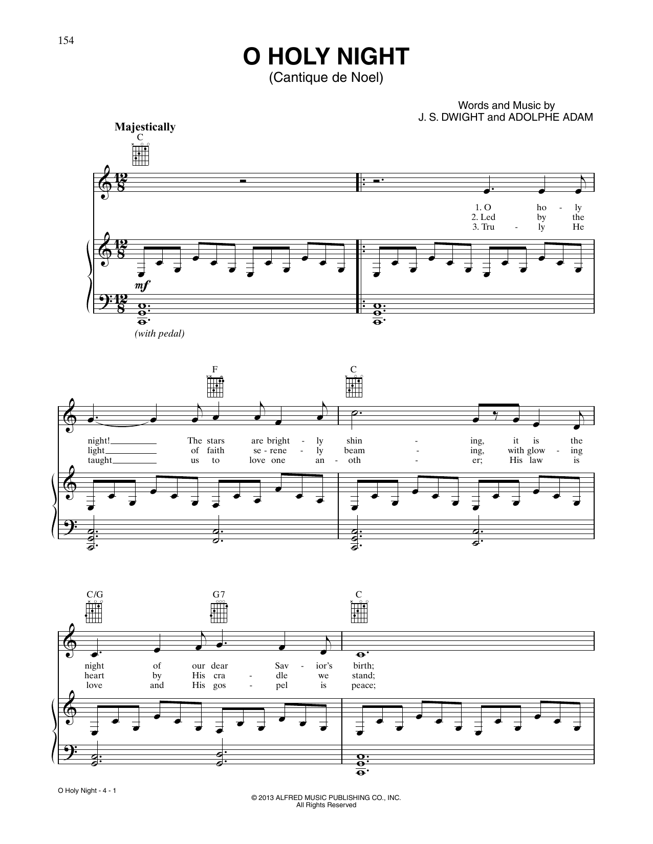 O Holy Night By Adolphe Adam Sheet Music For Piano Vocal Guitar 