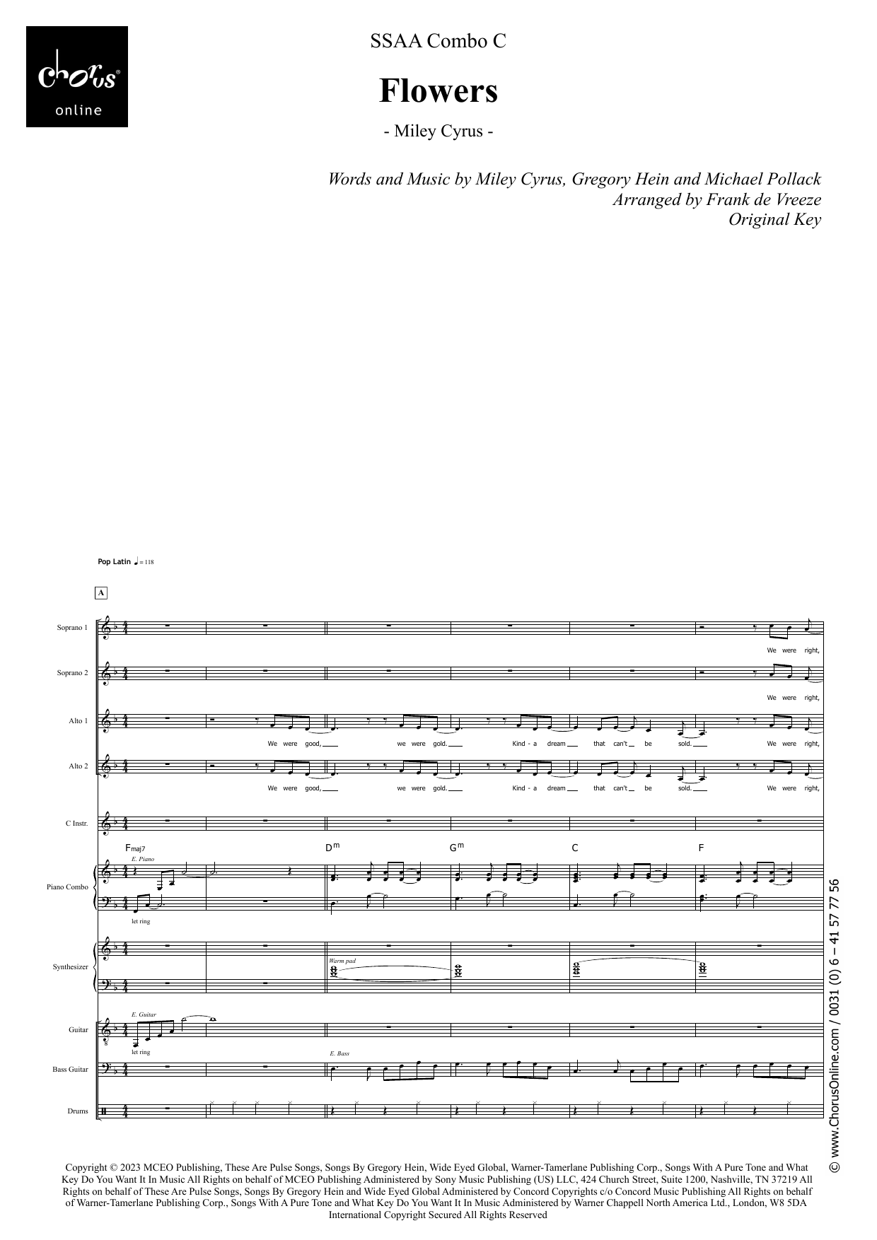 Flowers (arr. Frank de Vreeze): SSAA Choral Octavo