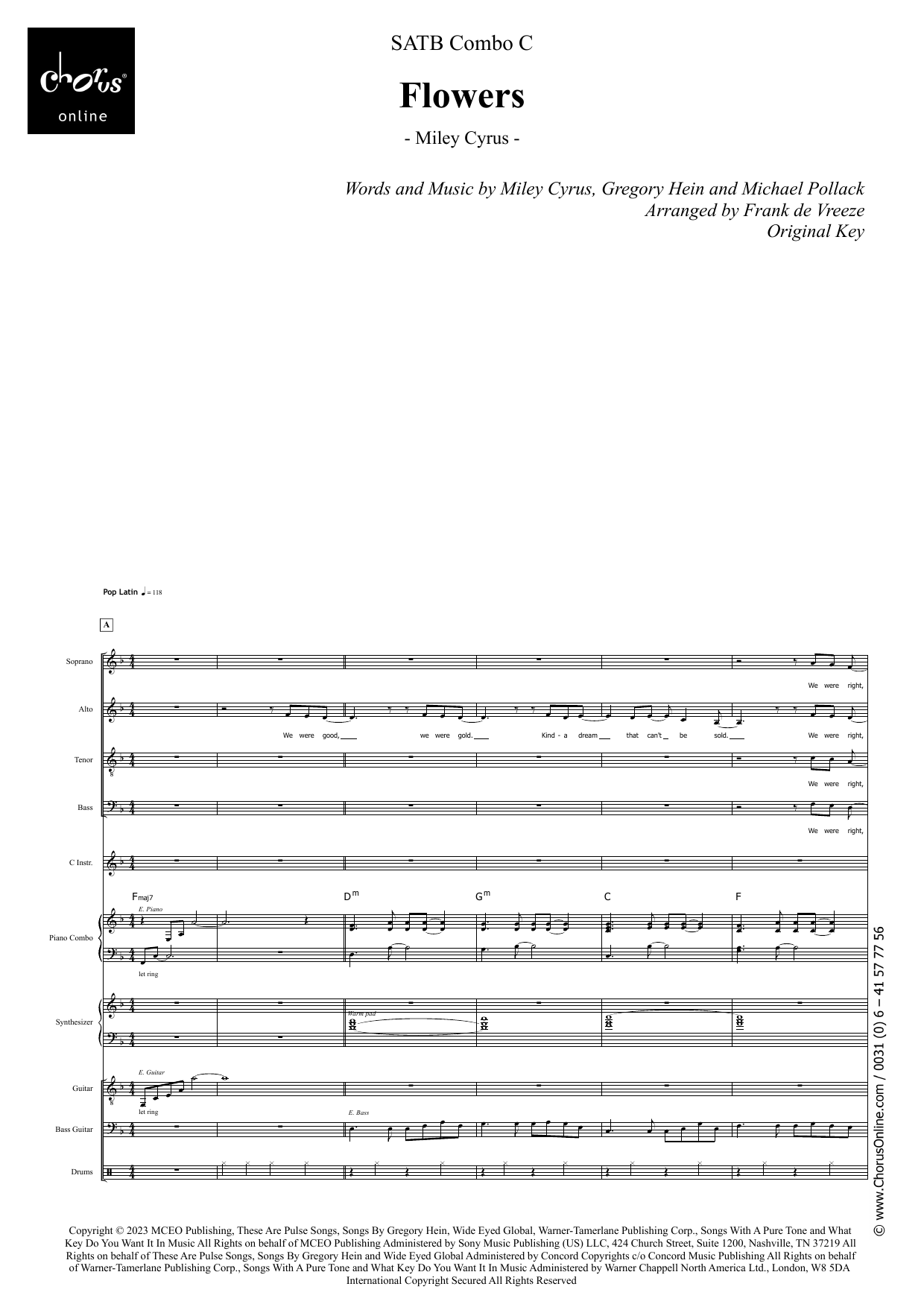 Flowers (arr. Frank de Vreeze): SATB Choral Octavo