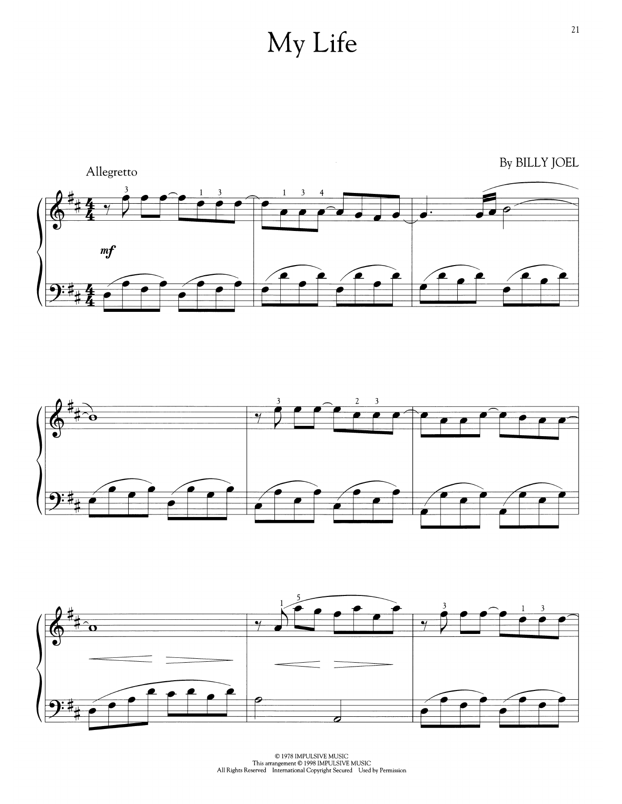 My Life (arr. Phillip Keveren)