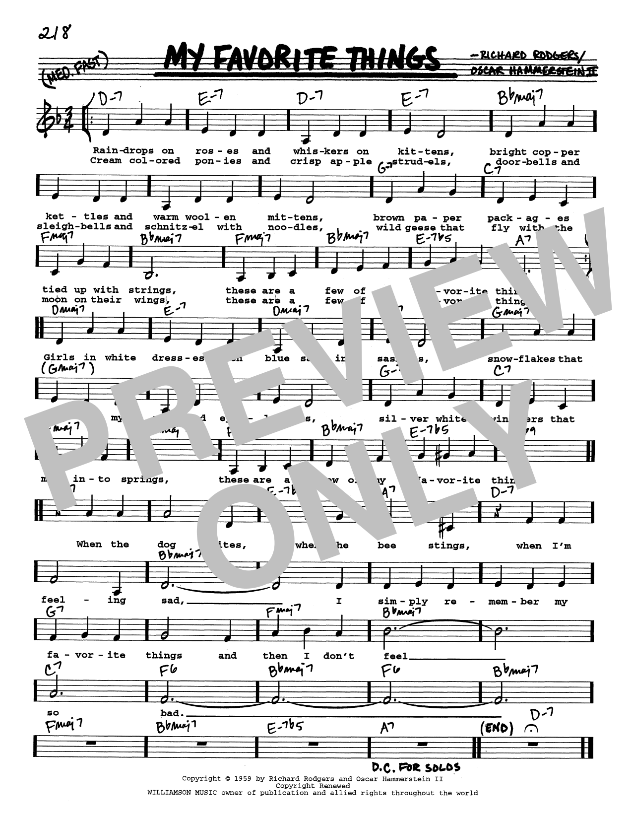 My Favourite Things Chords My Favourite Things Chords