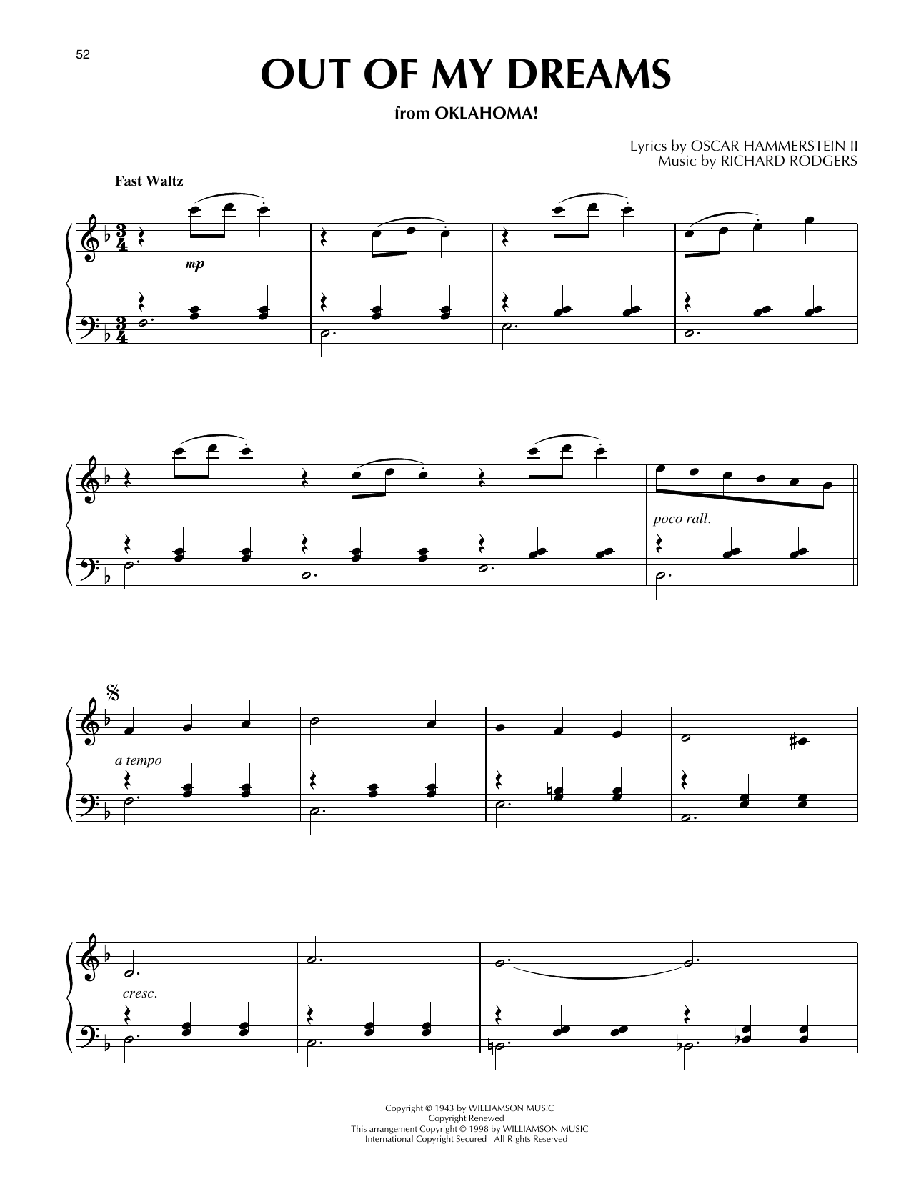 Out Of My Dreams (from Oklahoma!): Piano Solo