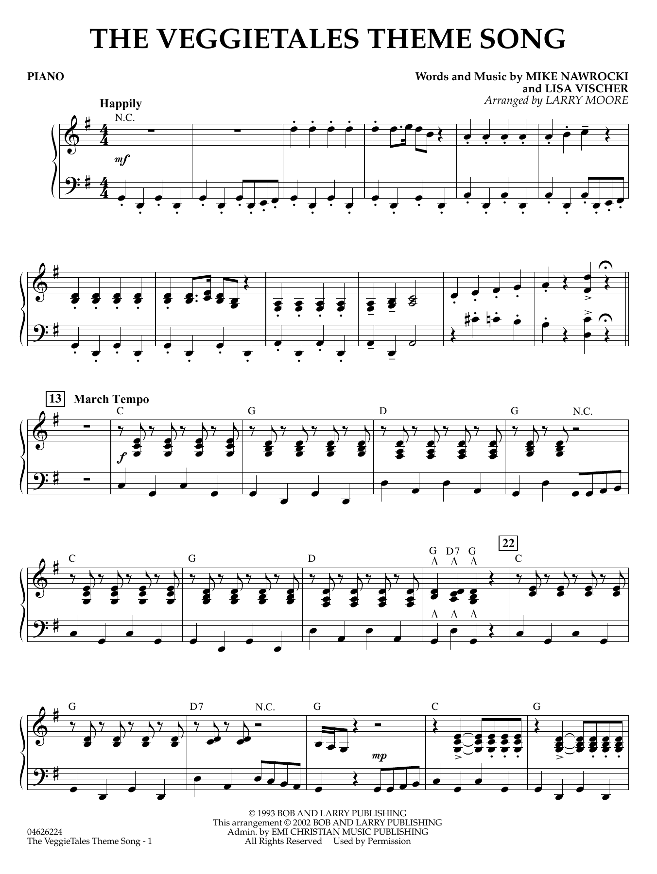 The VeggieTales Theme Song arr Larry Moore Piano By VeggieTales 