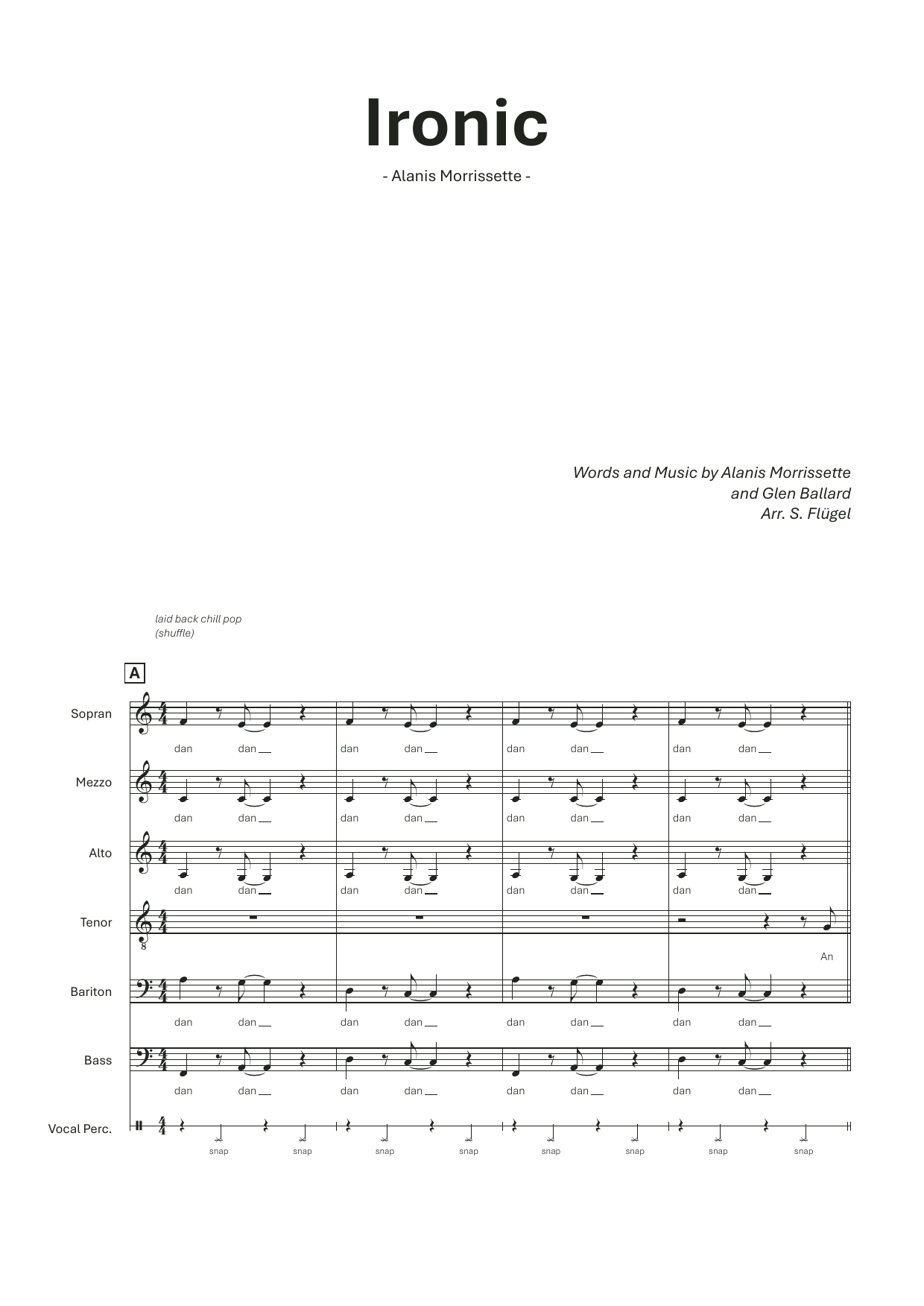 Ironic (arr. Stefan Flügel): SMATBarB Choral Octavo